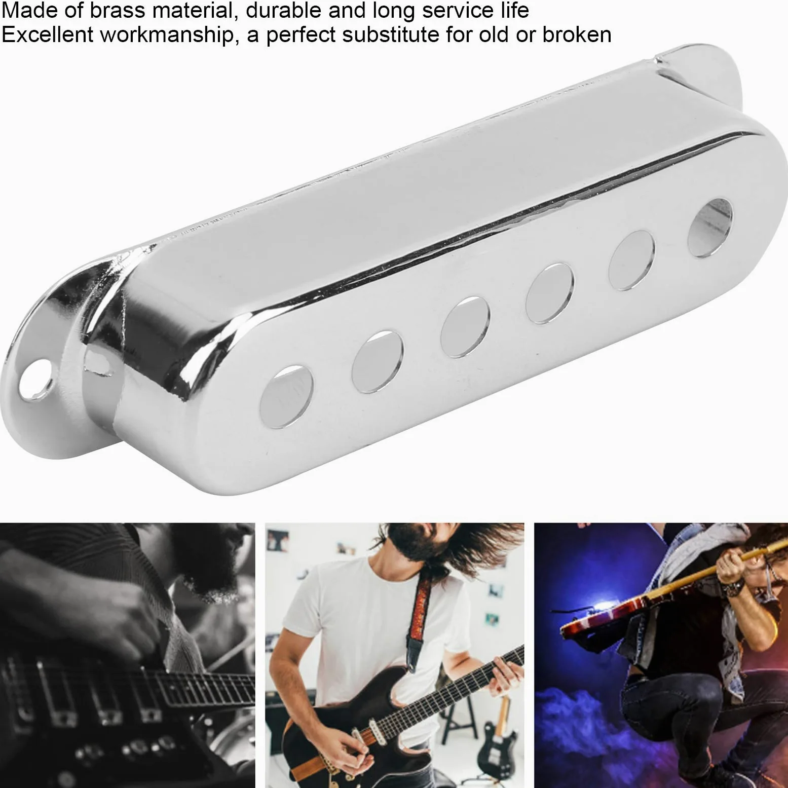 3 Pezzi Copertura Pickup Singolo Chitarra, Copertura Pickup Single Coil in Ottone 48mm / 50mm / 52mm coperture Pickup Stratocaster per Chitarra elettrica ST SQ