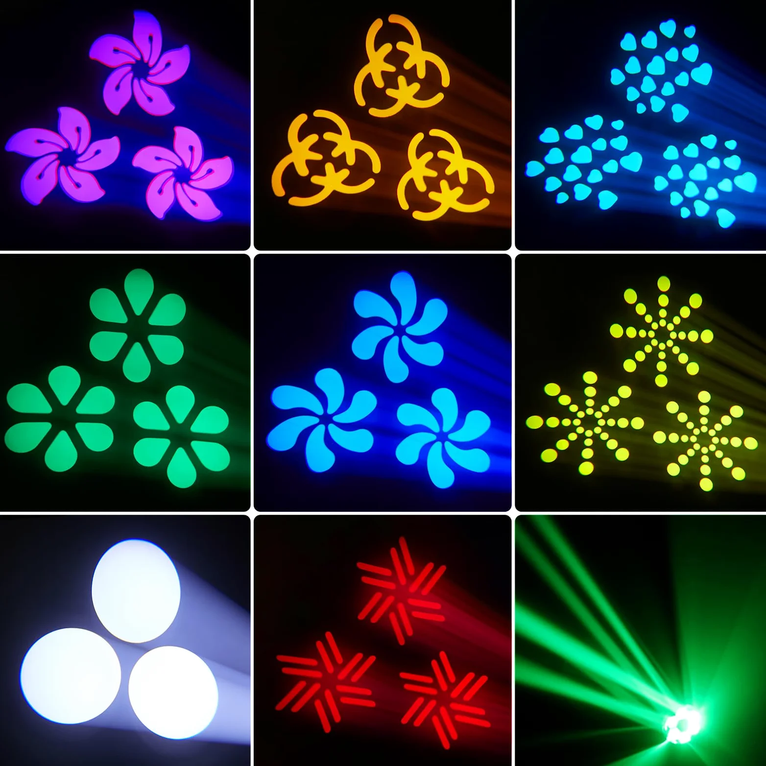 150W Teste mobili LED 6 Bee Eye Luci Discoteca Prisma Effetto Luce Illuminazione Palcoscenico RGBW Stroboscopica con 8 Gobos per Feste Bar Club Matrimoni Chiesa Live Band