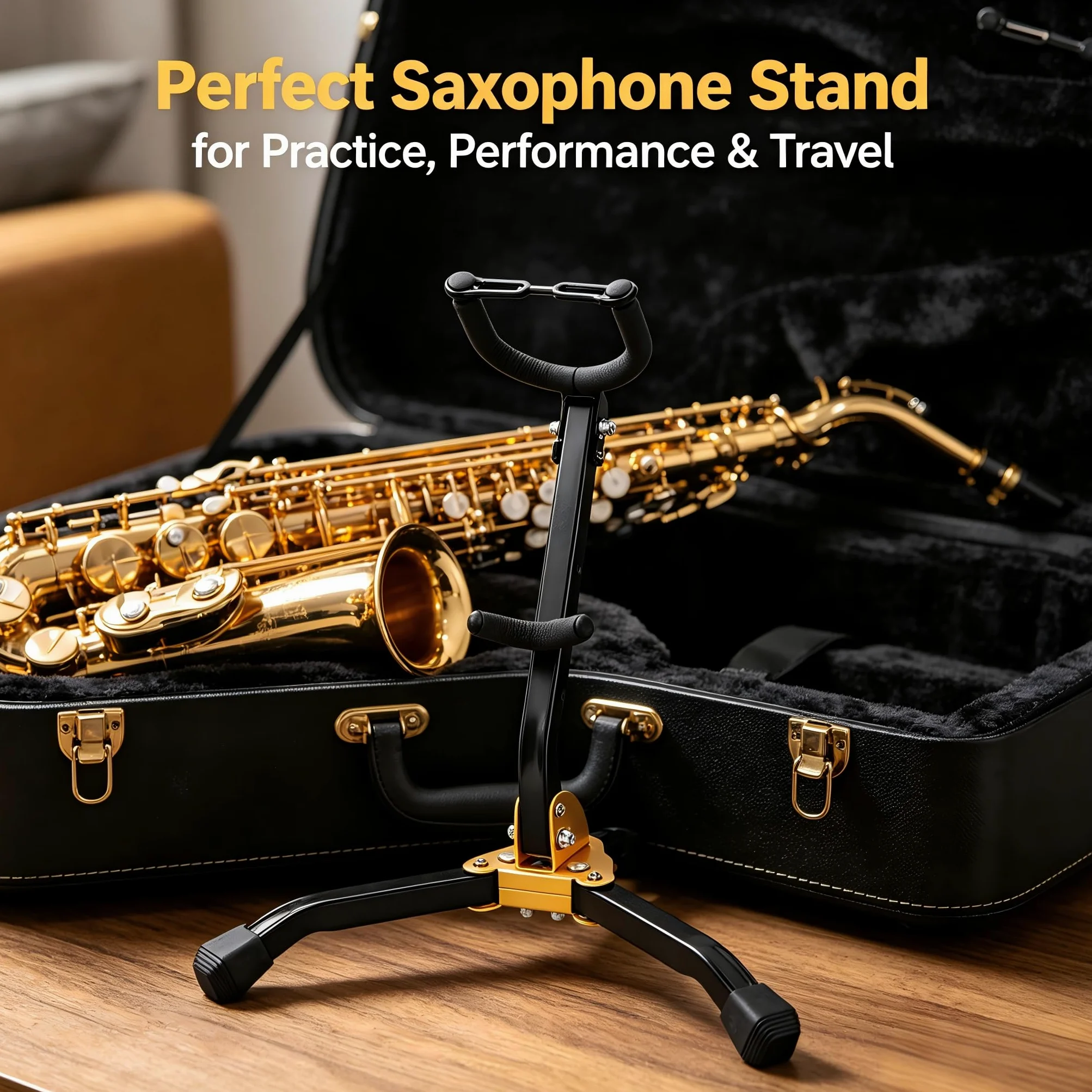 alto/tenore con supporto per flauto/clarinetto staccabile supporto portatile regolabile con piedini in gomma antiscivolo Base triangolare in met per sassofono contralto, sassofono tenore