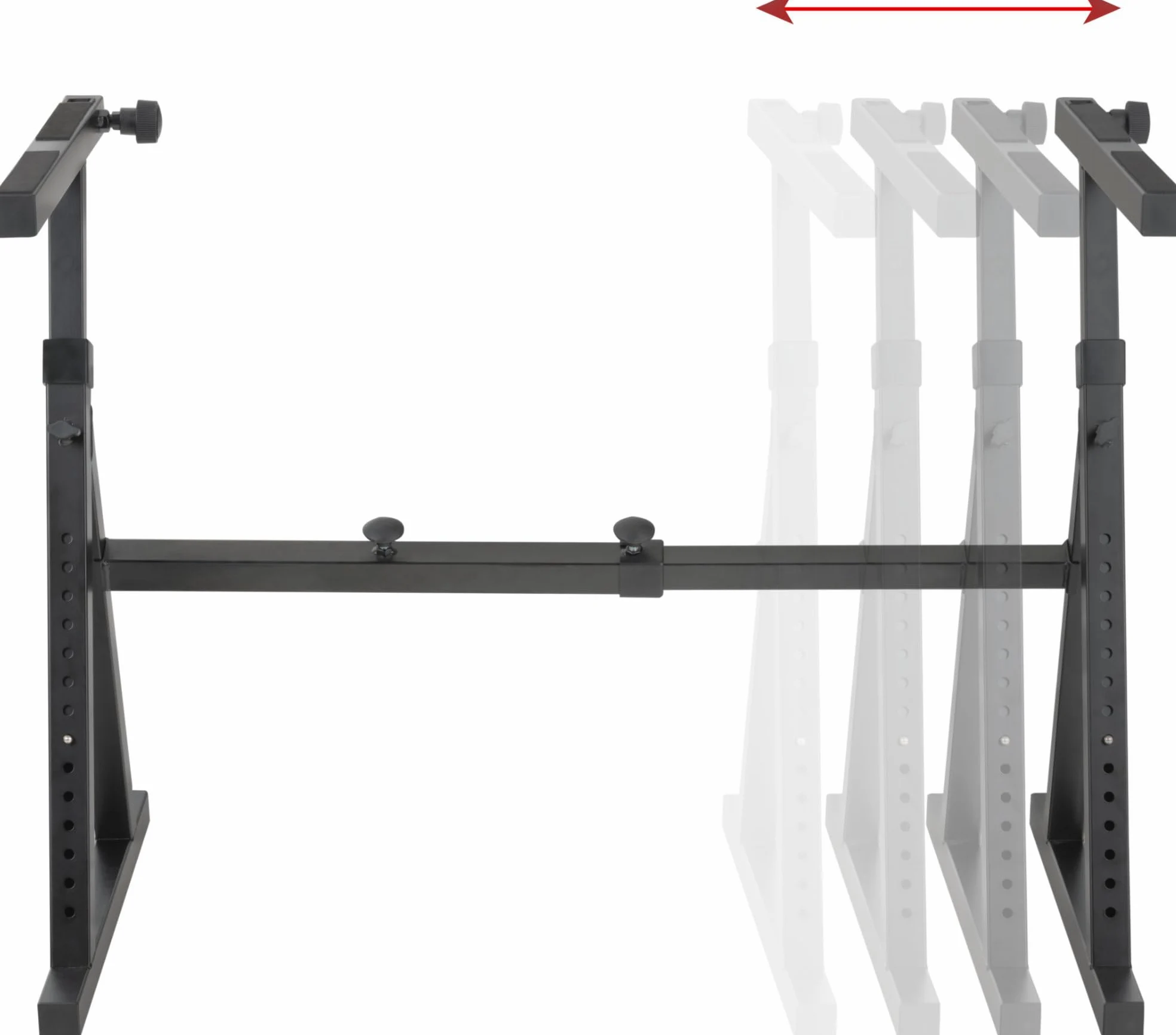 Classic Cantabile KSD-400Pro MK II Supporto Tastiera Pro Set - Supporto Tastiera Regolabile a 2 Livelli - 4 Ruote e Porta Cuffie - Portata Fino a 100 kg - Larghezza e Altezza Regolabili - Nero