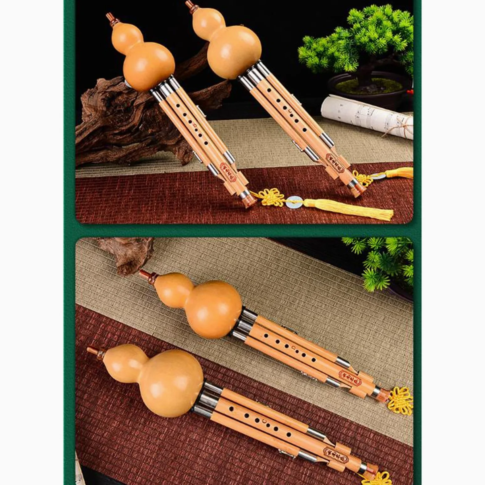 Strumento Musicale Hulusi C Down B Cucurbit Hulusi Strumento for Prestazioni Professionali Adatto a Principianti e spettacoli Professionali(F Key)
