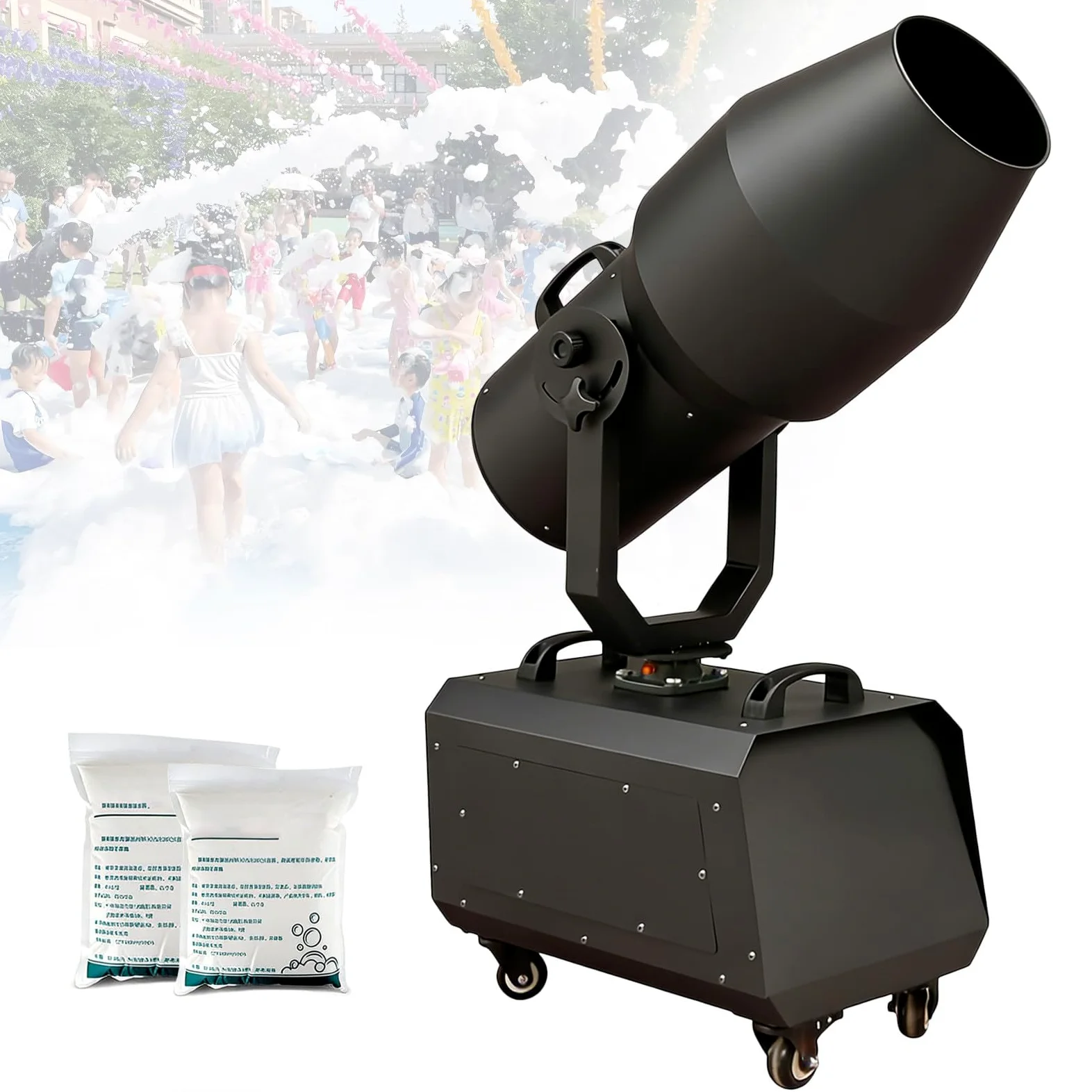 Macchina per Schiuma da 2000W, Cannone Sparaschiuma per Esterni con Copertura di 80m² e Generazione Rapida di Schiuma per Feste in Piscina Estive, Compleanni in Giardino ed Eventi sul Palco