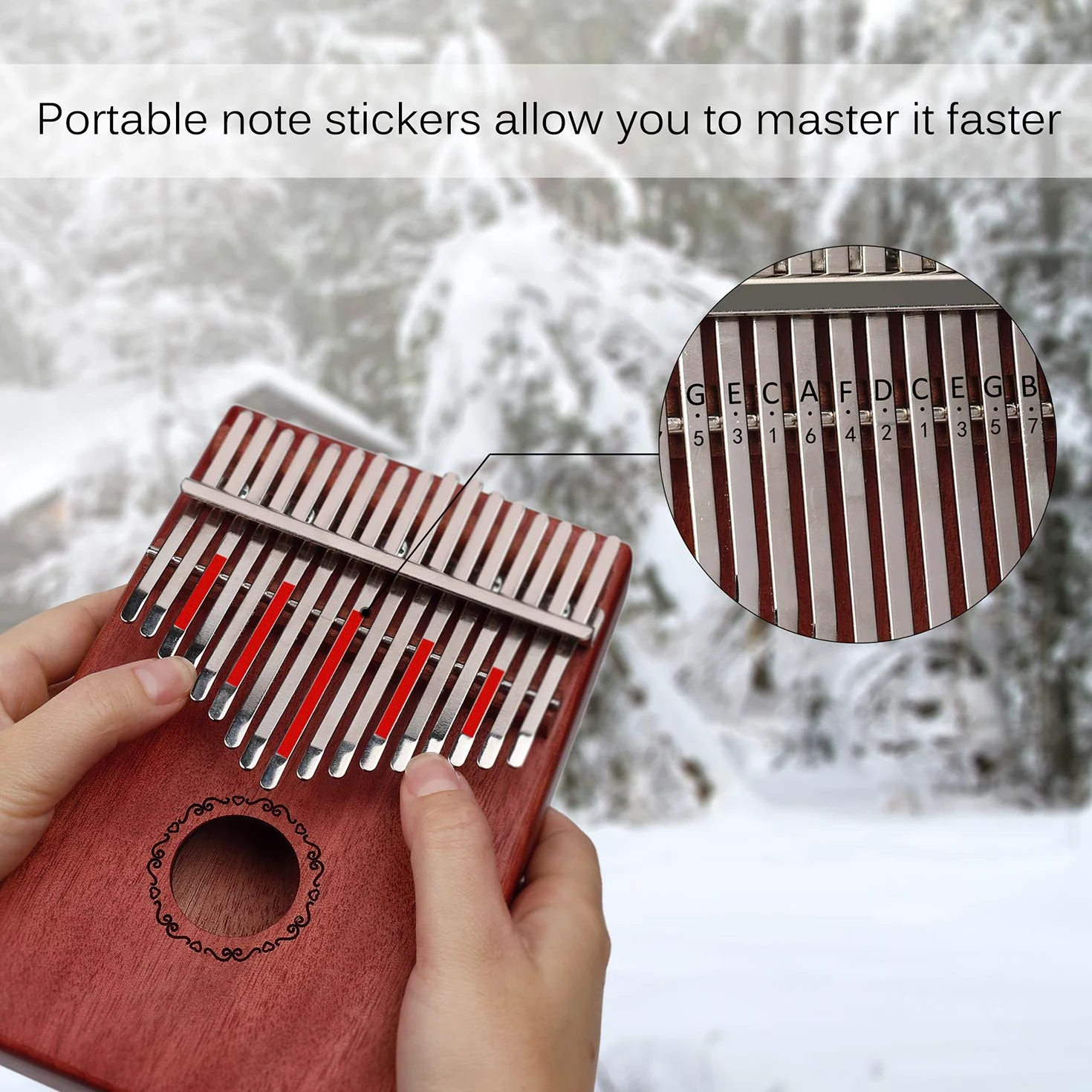 Kalimba 17 Tasti Thumb Piano Marimbe Piano Strumento Musicale con Carry Bag Libro di Musica Adesivi in Scala Tuning Hammer per Music Lover e Principianti