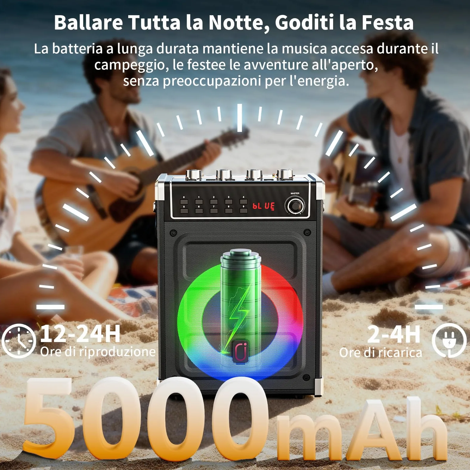 JYX Karaoke con 2 Microfono Wireless 2026 Upgrade, 380W Cassa Bluetooth 5.3, Altoparlanti Karaoke Professionali e Luci da DJ per Feste, PA Sistema Portatile Compatibile con TWS/AUX/FM/USB/TF, Nero