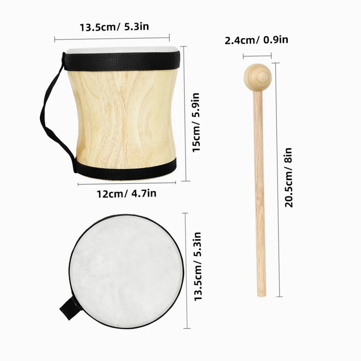 Tamburo a Mano per Ragazzo Ragazza con Pelle di Montone e Legno, Strumento Musicale Percussione Educativo con Suono Chiaro e Qualità Durevole, per L'apprendimento