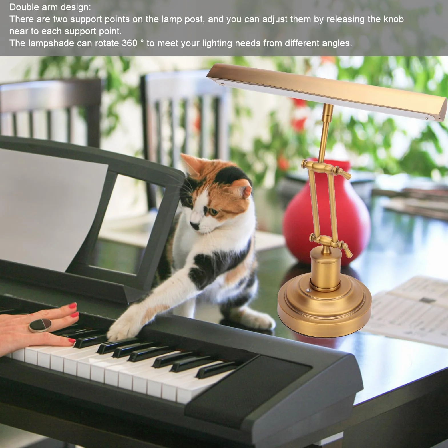 Lampada da Pianoforte per Pianoforte Verticale, Lampada da Tavolo a LED da 12 W con luminosità Regolabile da 3000K a 6000K, Luce per Leggio per Pianoforte, (Spina europea)