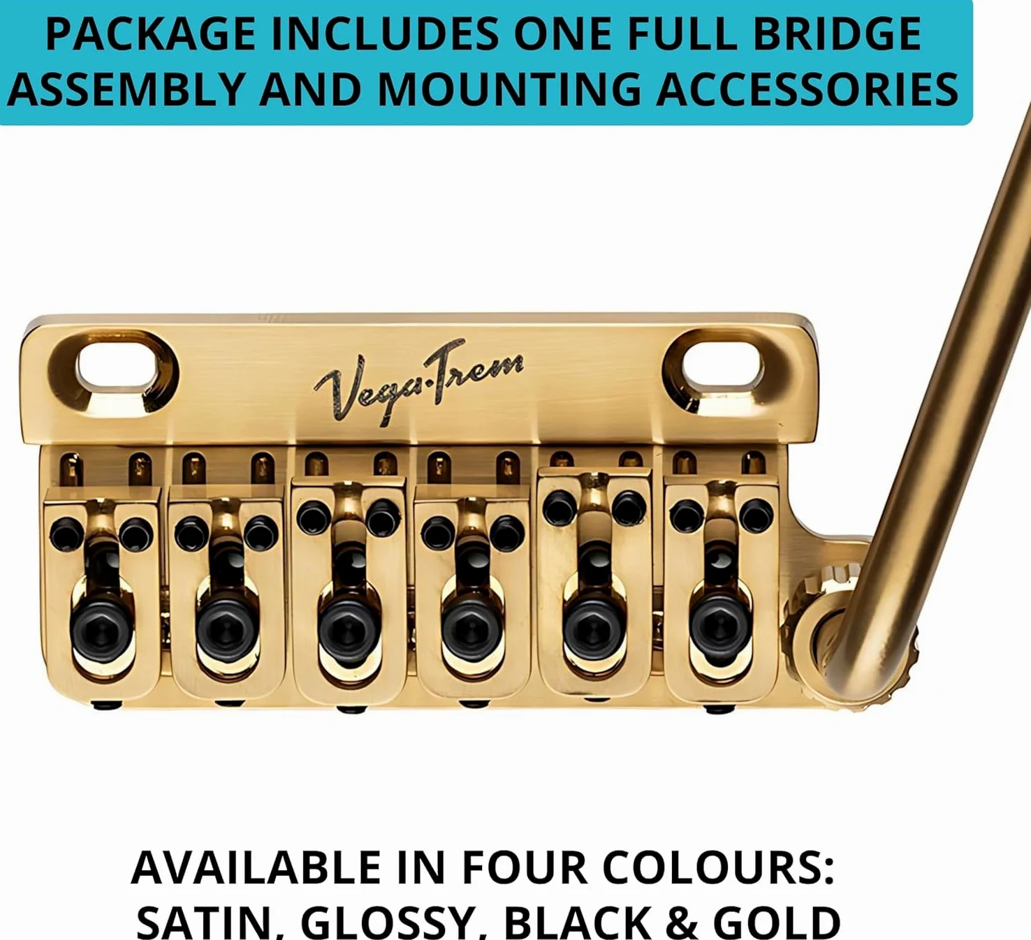 Vega-Trem VT1 - Ponte tremolo speciale per chitarra Stratocaster a 2 punti, per Stratocaster, senza mod, facile installazione (oro, destra)