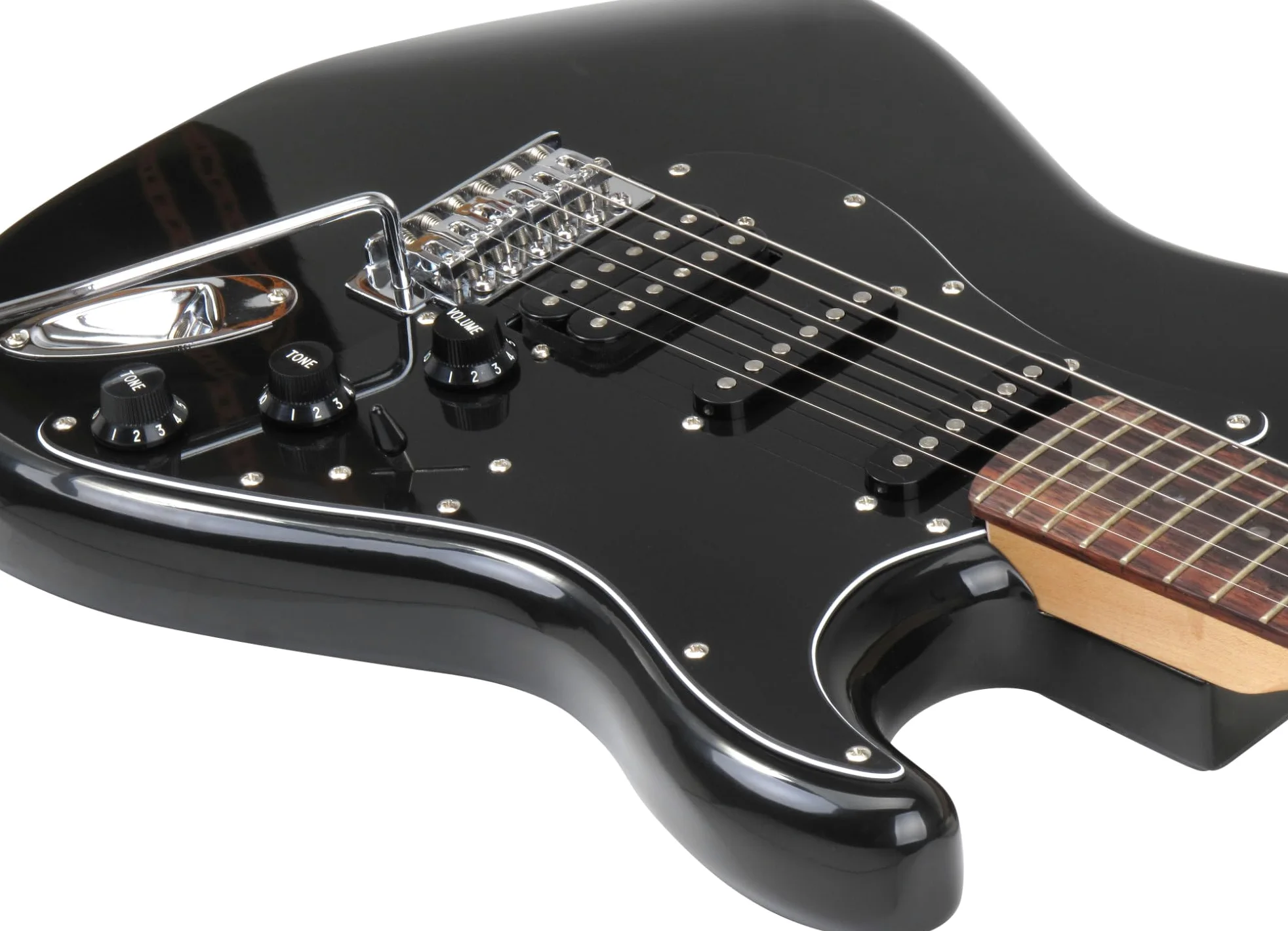 Rocktile Pro ST60-BK Chitarra Elettrica All Black – Corpo in mogano, Humbucker & Single-Coil pickup, incl. cavo per chitarra, leva tremolo & chiave esagonale – Ideale per principianti e avanzati