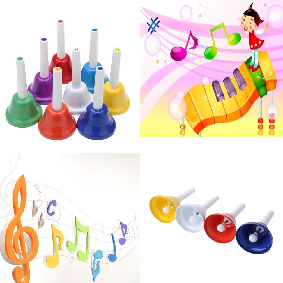 Btuty 8 Nota Handbell Campanellini Strumento a Percussione Mano Bell Métallique Colorato Musicale