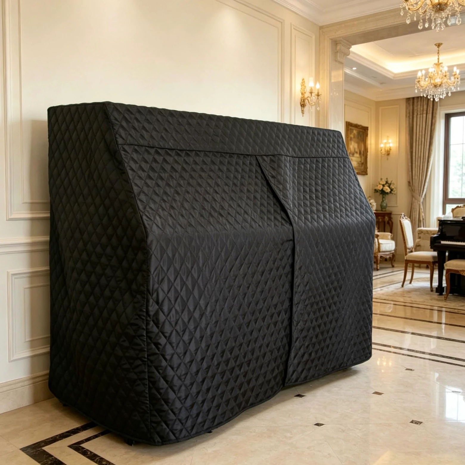 Copertura Decorativa per Pianoforte,Copertina Completa per Pianoforte,Copertura Antipolvere per Pianoforte Verticale,Protezione Antipolvere Impermeabile,per Pianoforte Verticale