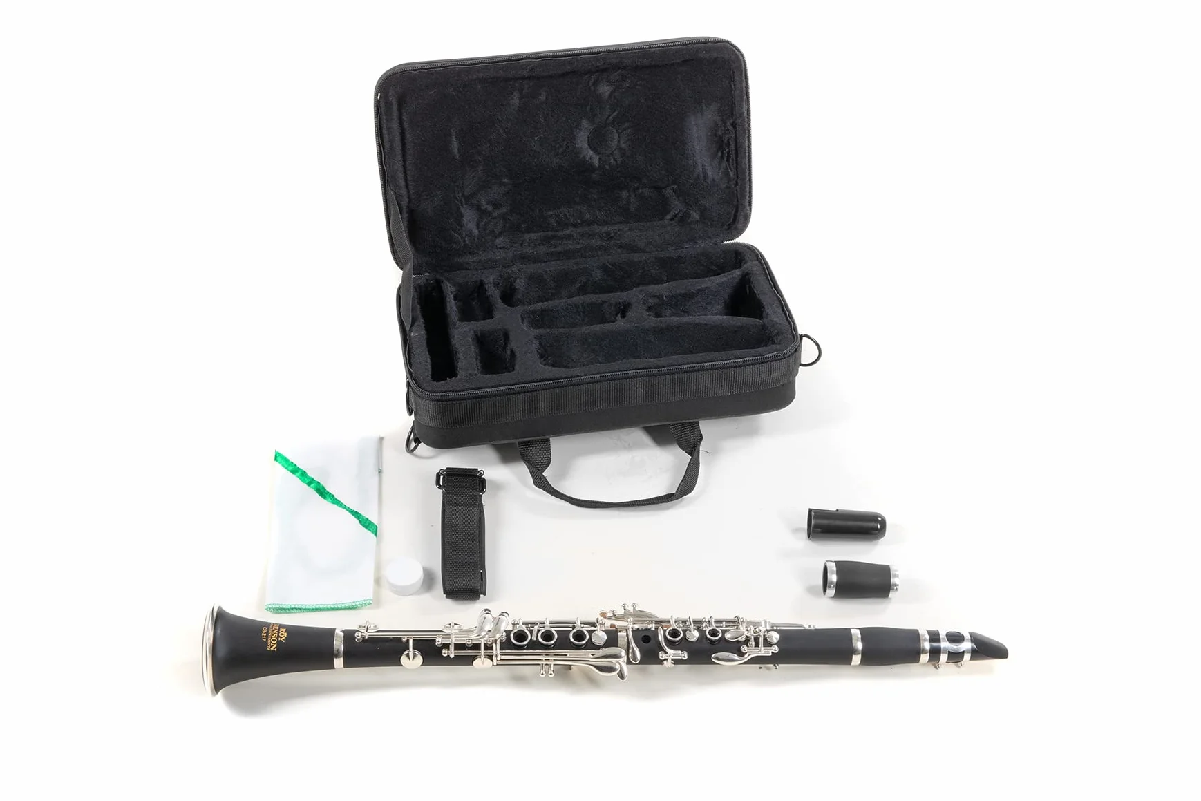 Roy Benson Bb Clarinet CB-217 (con sistema Boehm, corpo in ebanite, meccanismo in nichel argentato, compresi gli accessori per la cura e la custodia rettangolare, con set di zaini)