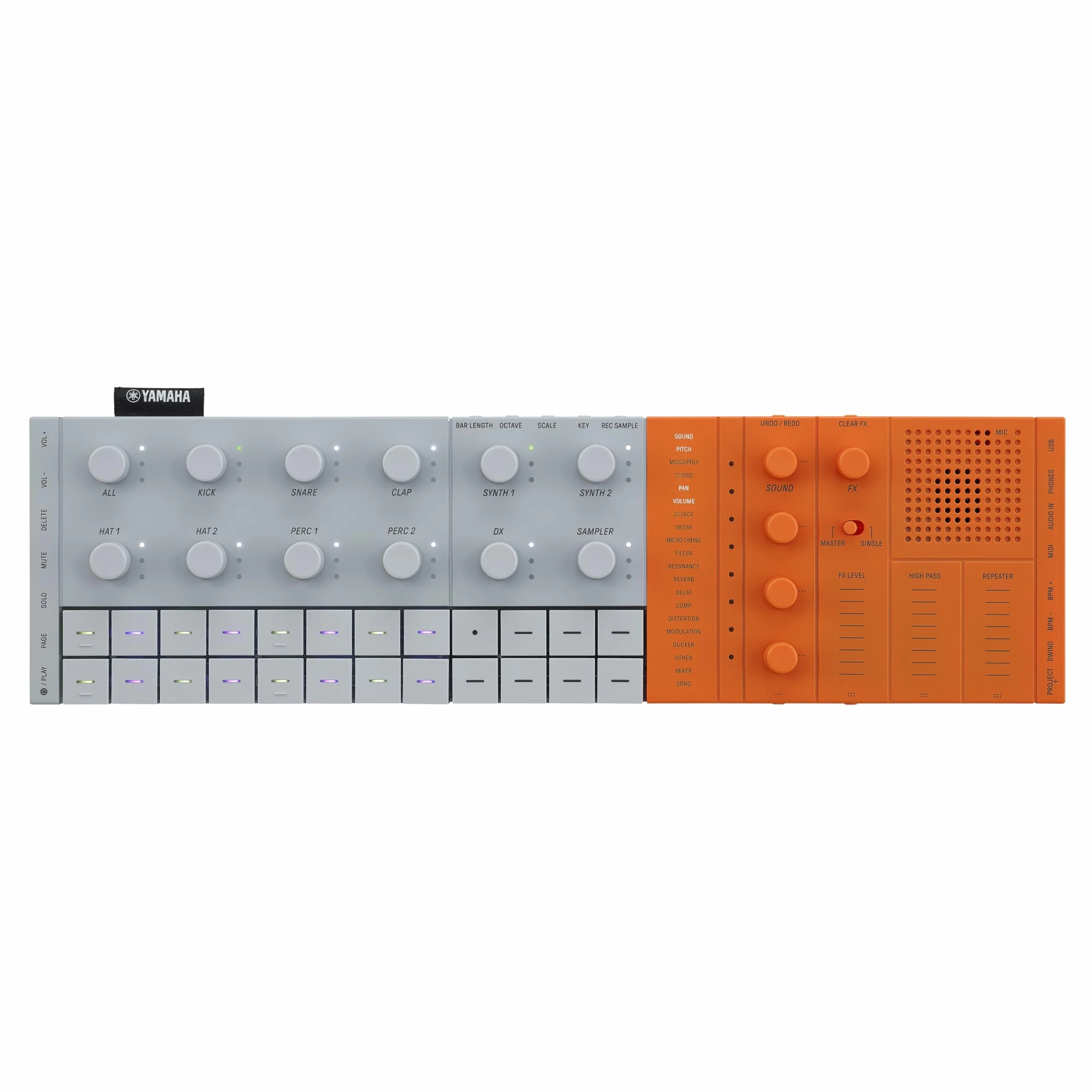Yamaha SEQTRAK Mobile Music Ideastation – Studio di Produzione Musicale All-in-One con Motori Sonori Doppio, Campionamento Integrato, Altoparlante Incorporato e Batteria Ricaricabile – Arancio