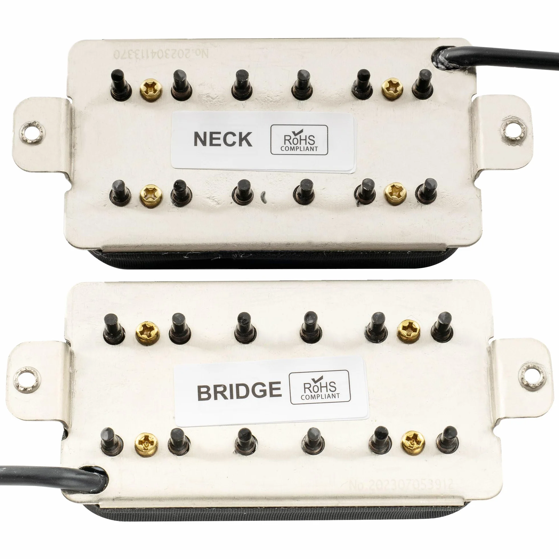 Musiclily Pro HH-HEXA Alnico 5 Scoperto Pick Up Humbucker Polo Esagonale Regolabile Manico Ponte Set 7,8K/16K per Chitarra Elettrica, Nero
