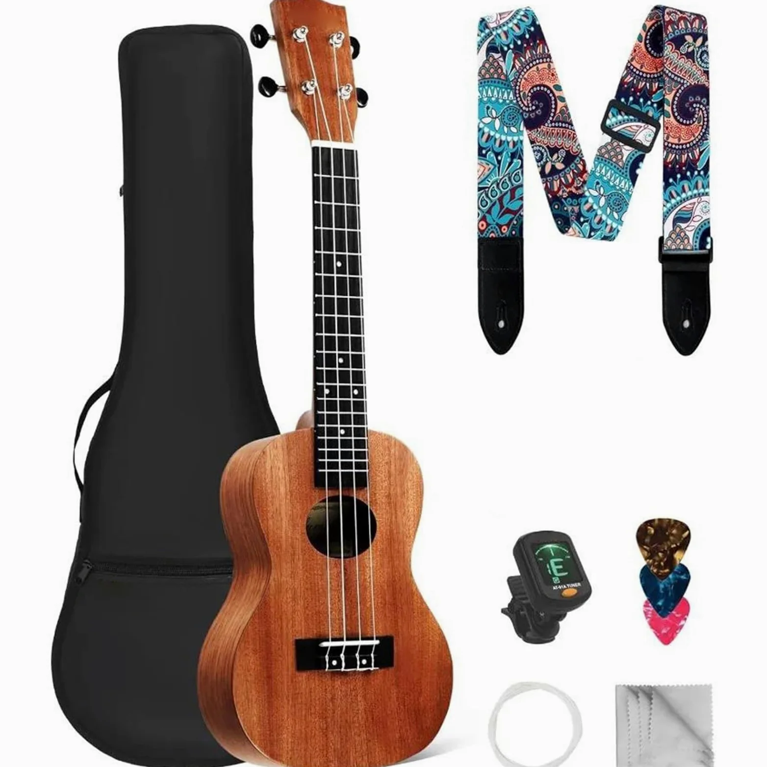 Ukulele Ukulele In Mogano Da 23 Pollici Per Adulti Principianti Con Custodia Morbida Accordatore Digitale Sostituzione Corde E Plettri