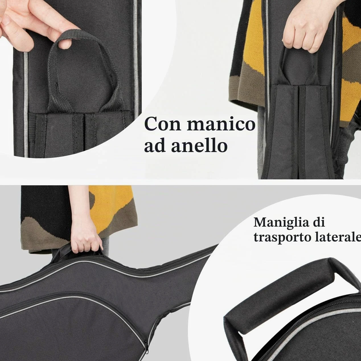 CAHAYA Borsa per Basso Elettrico Elettrico: Custodia per Basso con Imbottitura di 8mm Borse per Basso di 43 Pollici con Ampia Tasca Frontale per Spartiti o Libri Musicali Nero