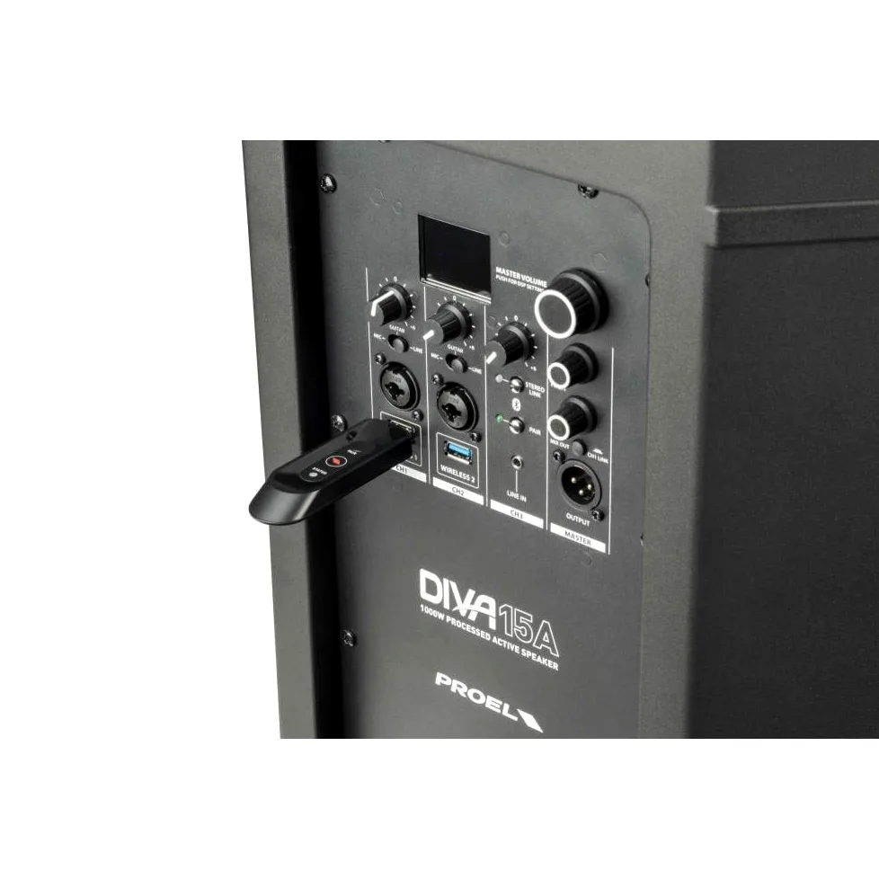 PROEL DIVA15A - Cassa Diffusore audio bi-amplificato da 15” e 1000w picco con modulo Bluetooth Stereo Link, Nero