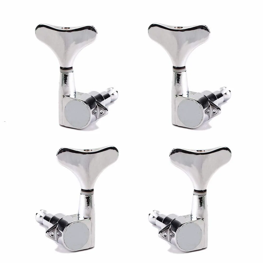 Alnicov Set di 4 Pioli di Sintonizzazione Cromati di Qualità Tuners Macchina Teste Per 4 Corde Basso Chitarra 2L 2R