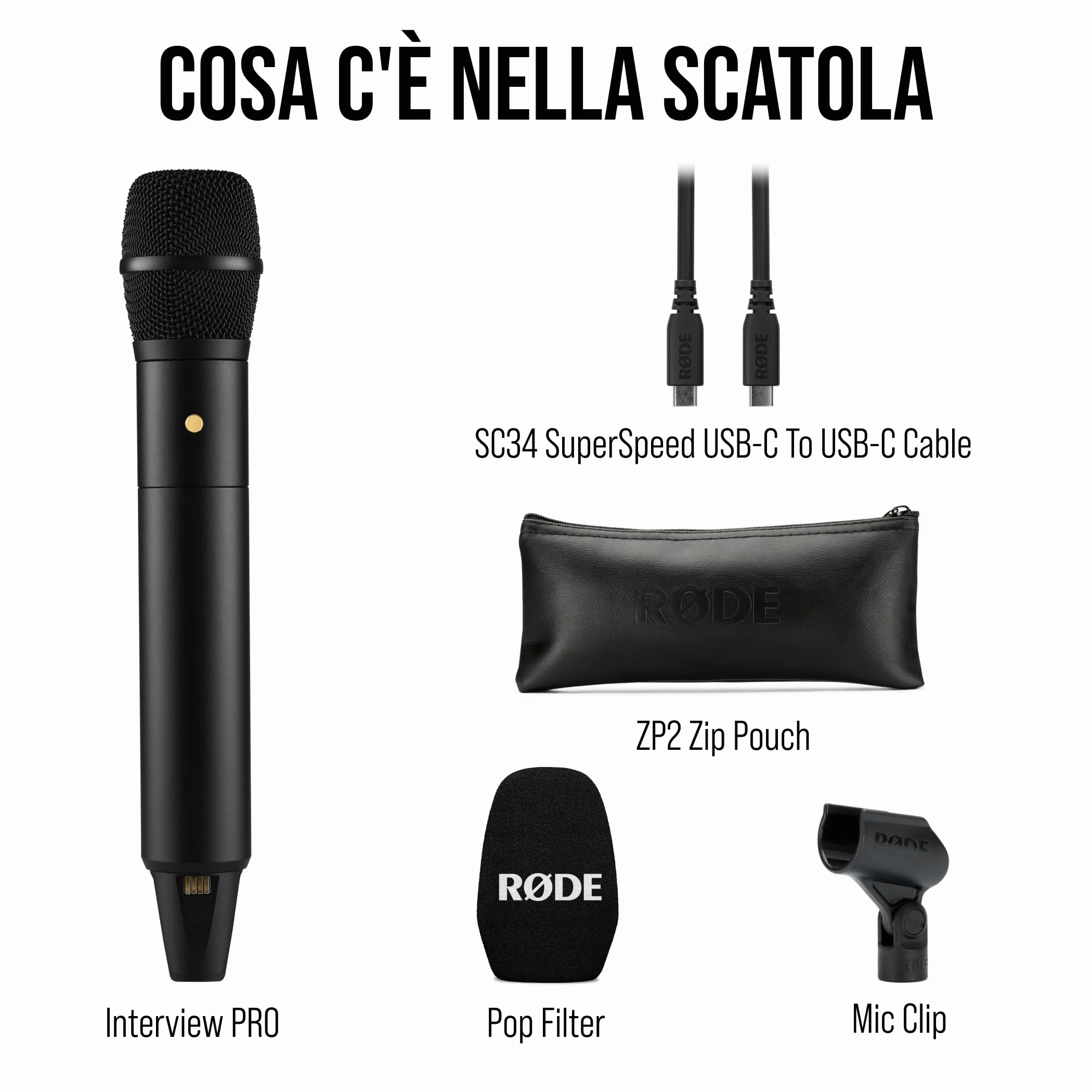 RØDE Interview PRO, microfono a condensatore palmare wireless con capsula di livello broadcast e registrazione integrata a 32-bit float per creazione di contenuti, media e interviste