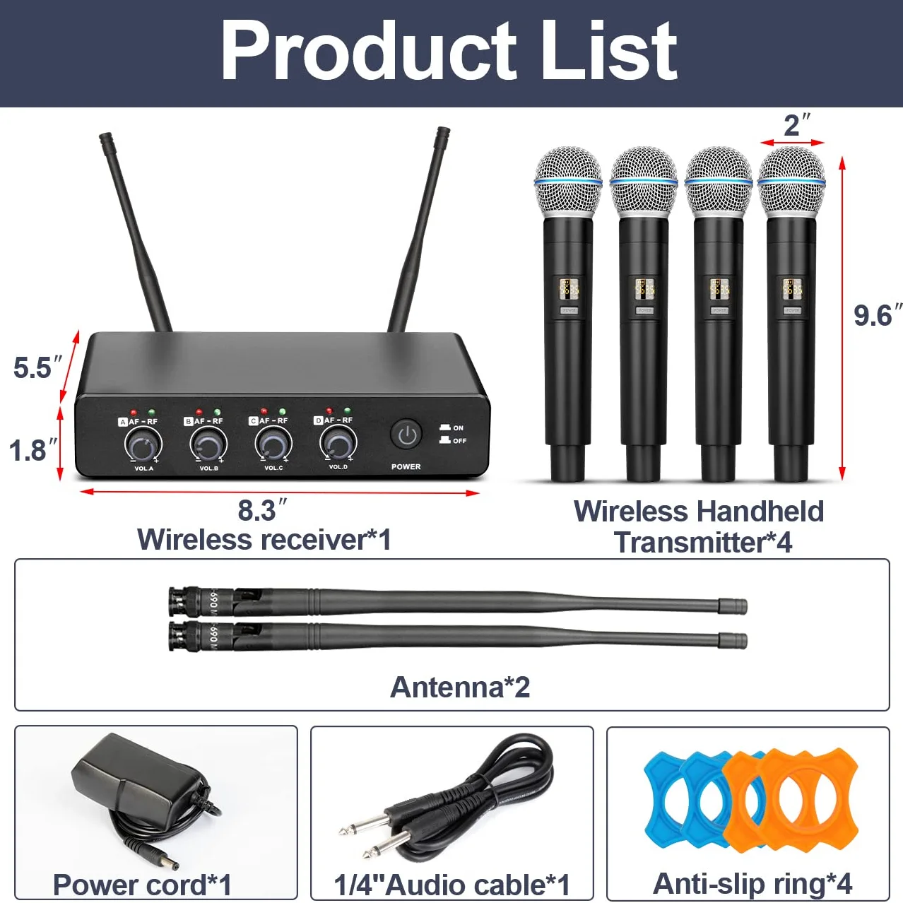 Depusheng R4 microfono wireless karaoke UHF corpo in metallo professionale 4 canali system microfono portatile senza fili, adatto per la casa KTV, chiesa, prestazioni