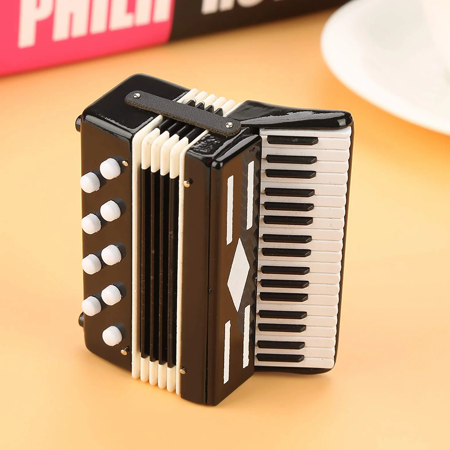 Moo di Fisarmonica In Miniatura, Display per Fisarmonica da 3 Mini Ornamenti Decorativi per Strumenti Musicali con Scatola