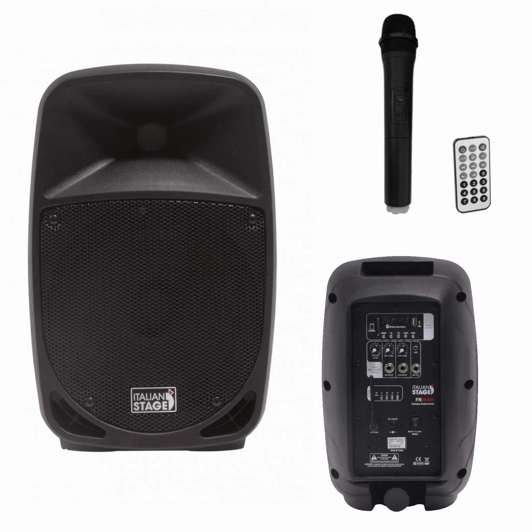 Italian Stage FR08AW by Proel - Diffusore portatile amplificato a batteria, con mp3 player, sd card, usb e bluetooth. (FR08AW)