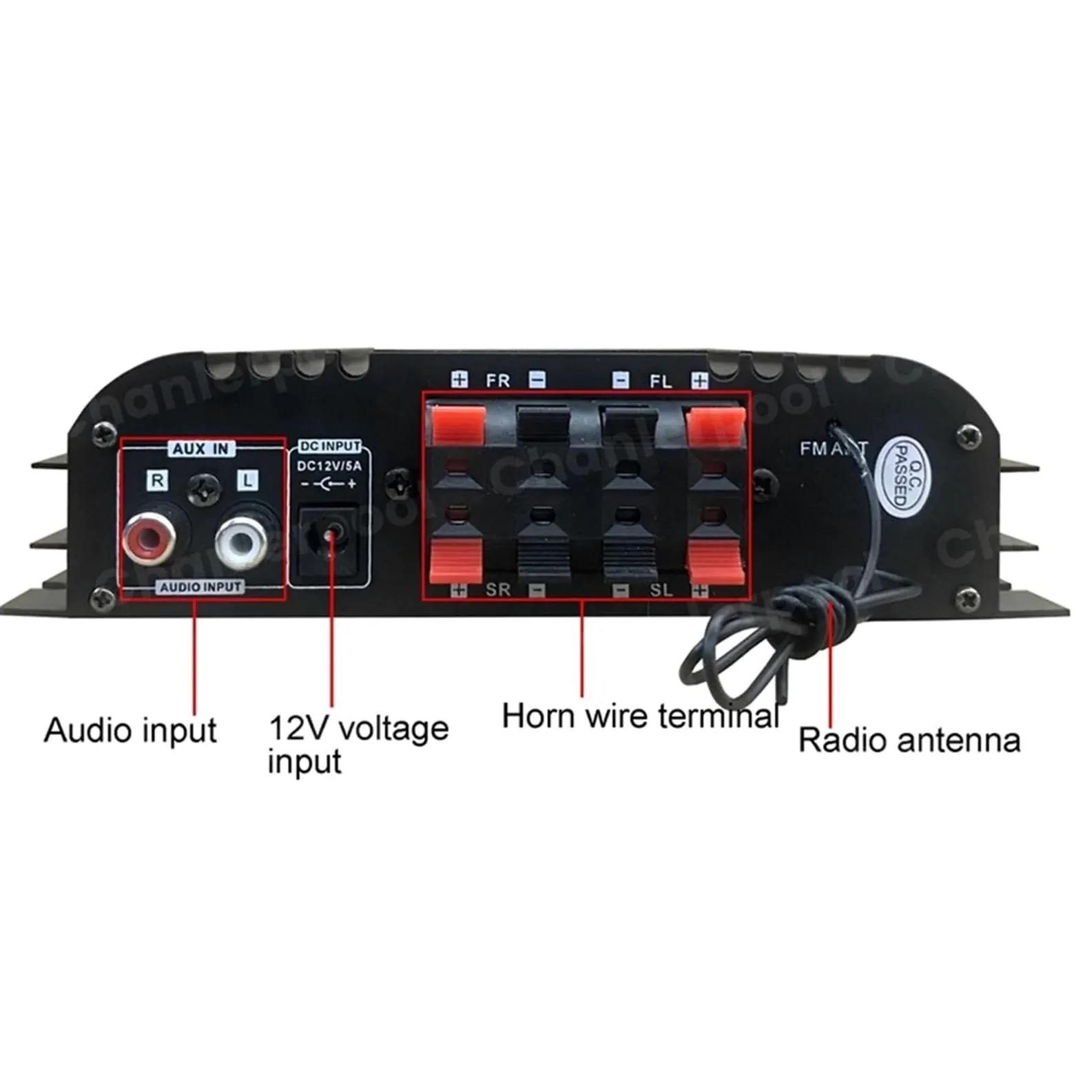 Amplificatore Audio HiFi con Potenza di Picco da 1600 W Amplificatore Audio Digitale a 4 canali Lettore Radio FM Supporto Telecomando