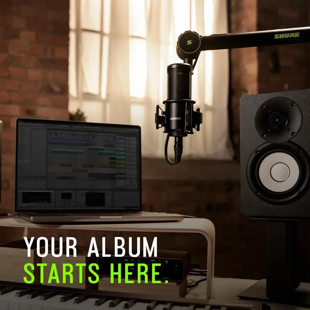 Shure SM4 Studio Recording Microphone Kit, XLR Home Studio Condenser Mic Optimized for Soft Vocals to Loud Instruments with Mix-Ready Audio All-Metal Construction (SM4-K-KIT)
