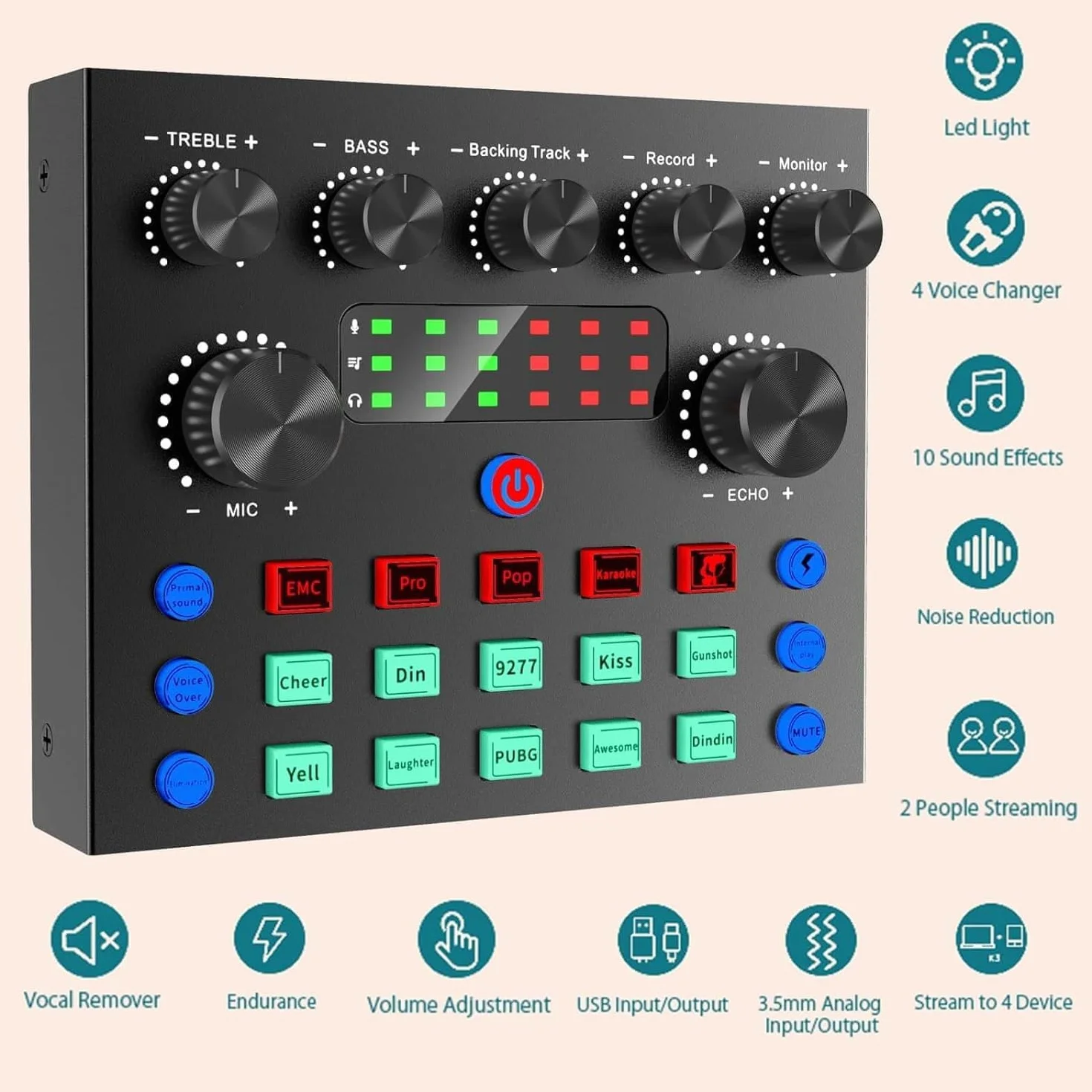 Console DJ Mixer Audio Karaoke con Microfono Scheda Audio Con Voce, Sicomne Interfaccia Mixer Audio PC Professionale Consolle da DJ Bluetooth USB Streaming Karaoke Pacchetto Attrezzatura Podcast