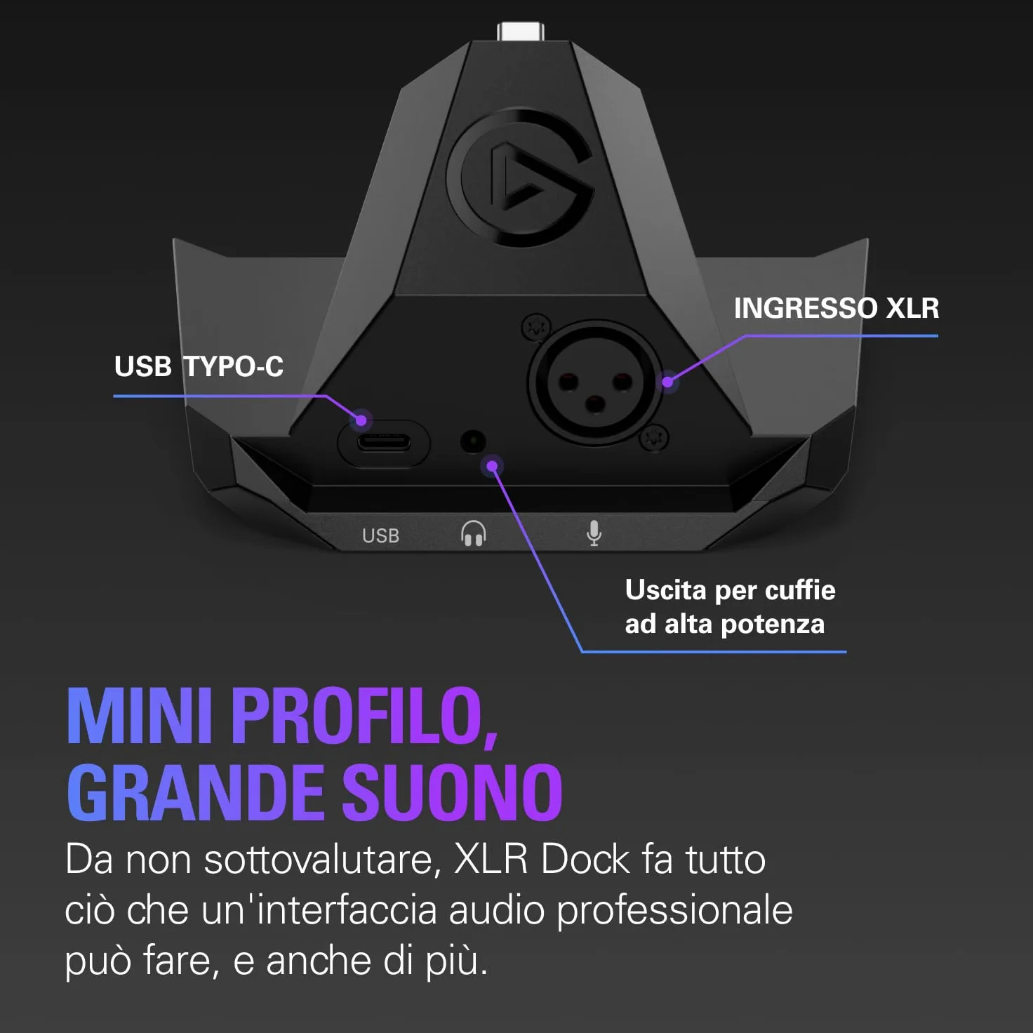 Elgato XLR Dock – Per Stream Deck +, interfaccia microfono da XLR a USB, mixer audio personalizzabile, guadagno di 75 dB/alimentazione phantom/Clipguard – Mac/PC, Stream Deck non incluso