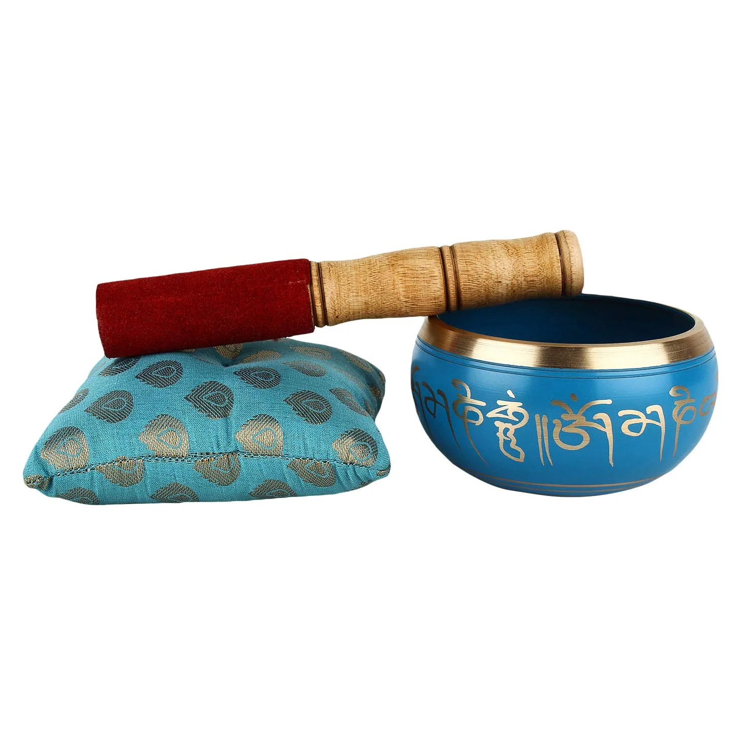 Zap Impex Brass Ciotola da canto Om Mani Campana da meditazione tibetana, 4 pollici, blu