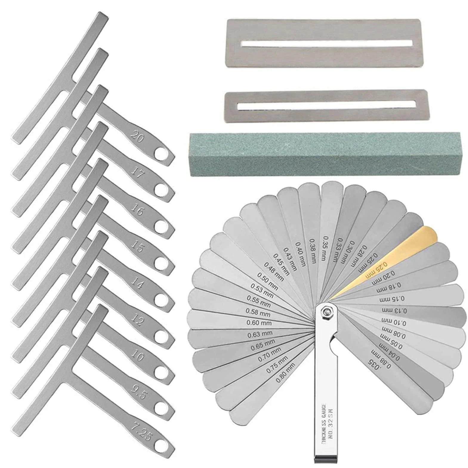 Walfront Set di Strumenti per Chitarra Che Include Misuratore di Raggio Sander, Protezioni per Tastiera con Righello a Corda per Chitarra e Basso