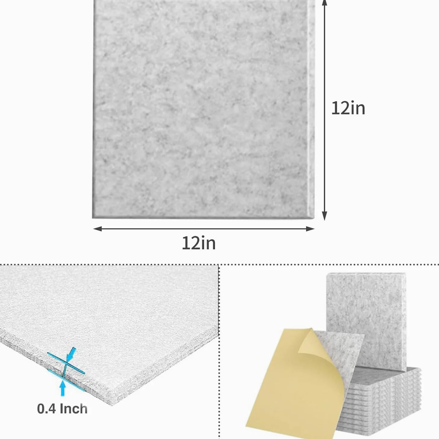 Pannelli Insonorizzanti Per Pareti Colorati, Pannelli Fonoassorbenti Per Pareti Interne, Pannelli Acustici Quadrati Da Parete, 12 Pezzi, 30 X 30 X 0,9 Cm, Per Uffici Home Studio (Bianco)