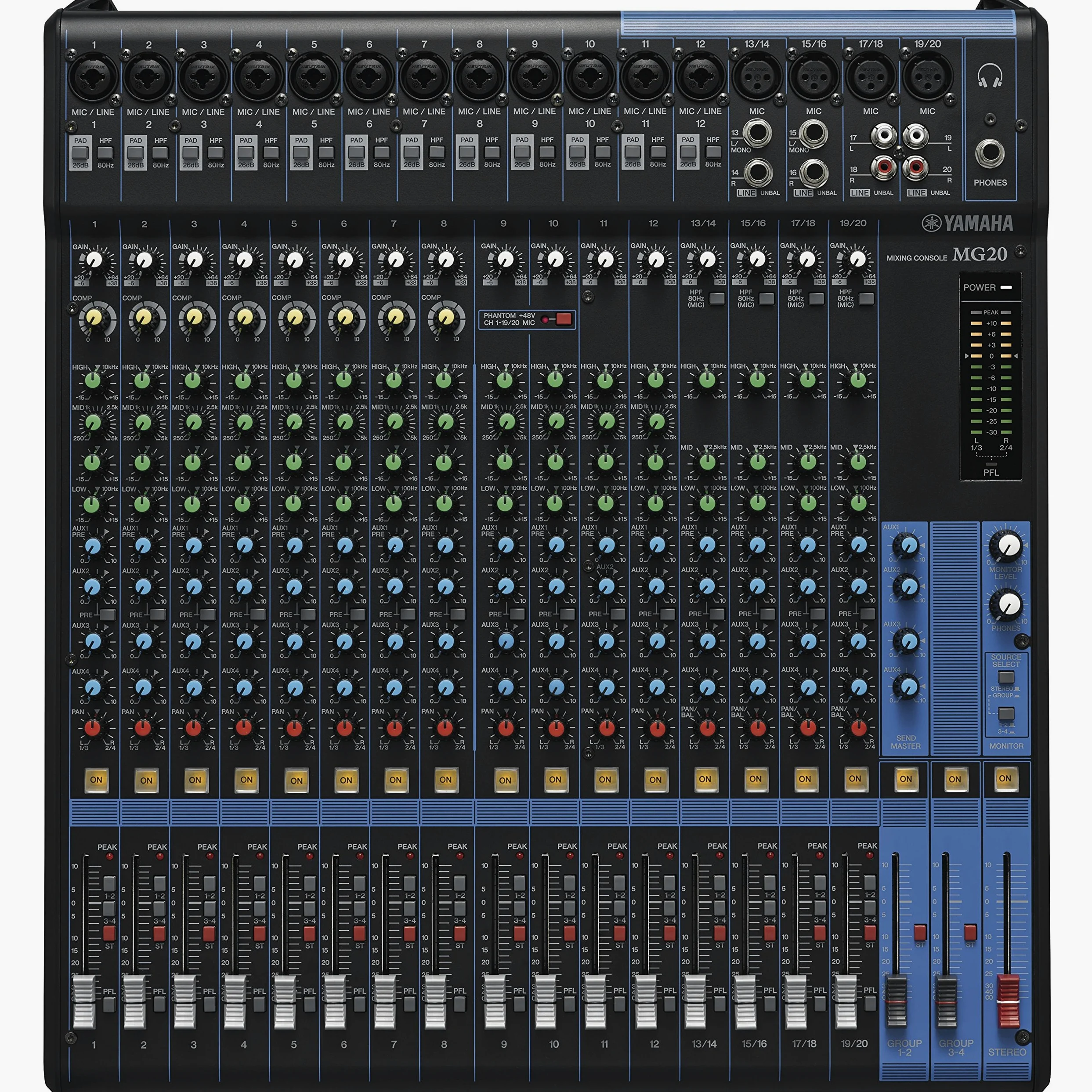 Yamaha MG20 Mixer Audio - Console di Mixaggio Compatta con 20 Canali d'Ingresso e Preamplificatori Microfonici D-PRE