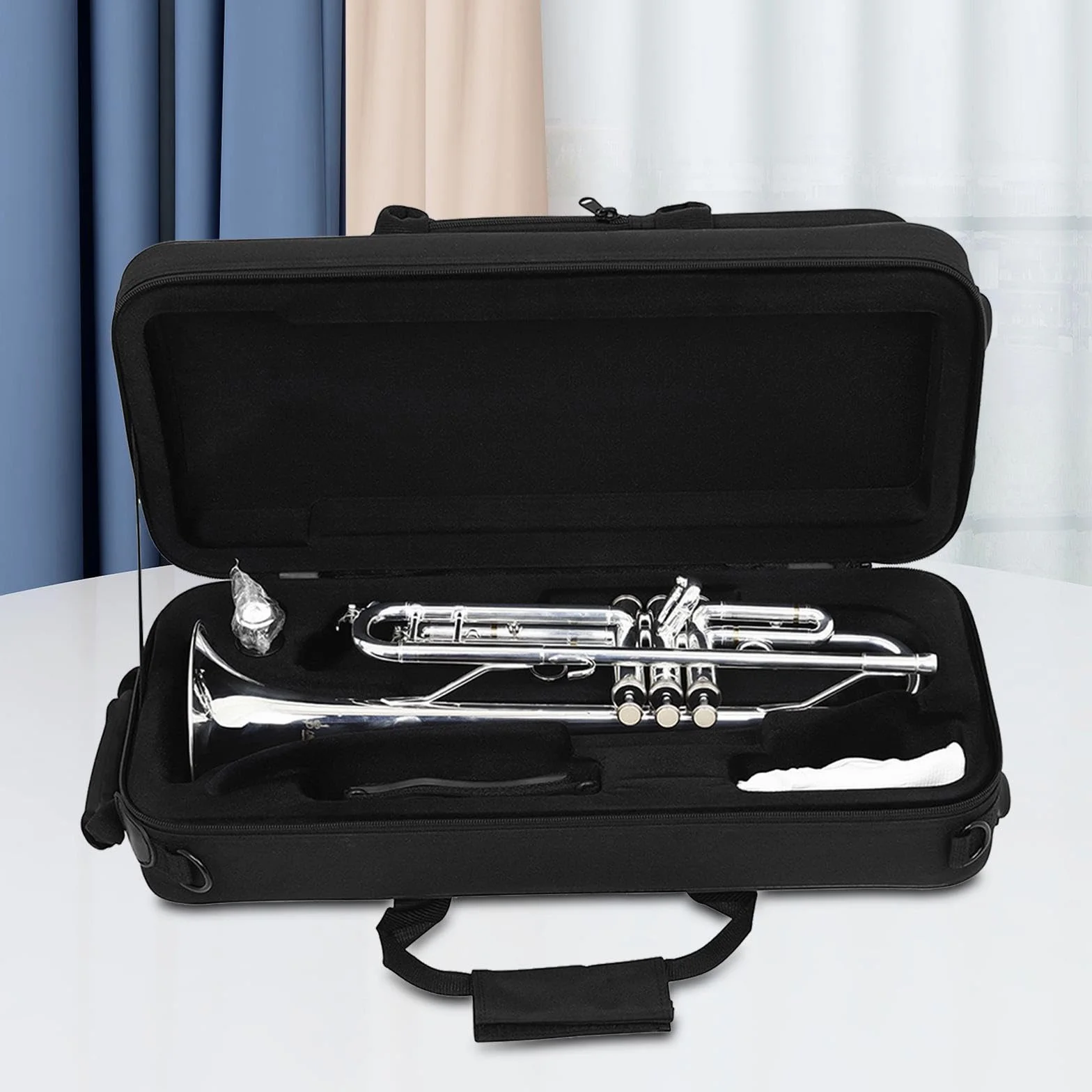 Borsa a tracolla per tromba, tracolla regolabile, zaino per tromba, borsa per strumenti musicali, per concerti, spettacoli all'aperto