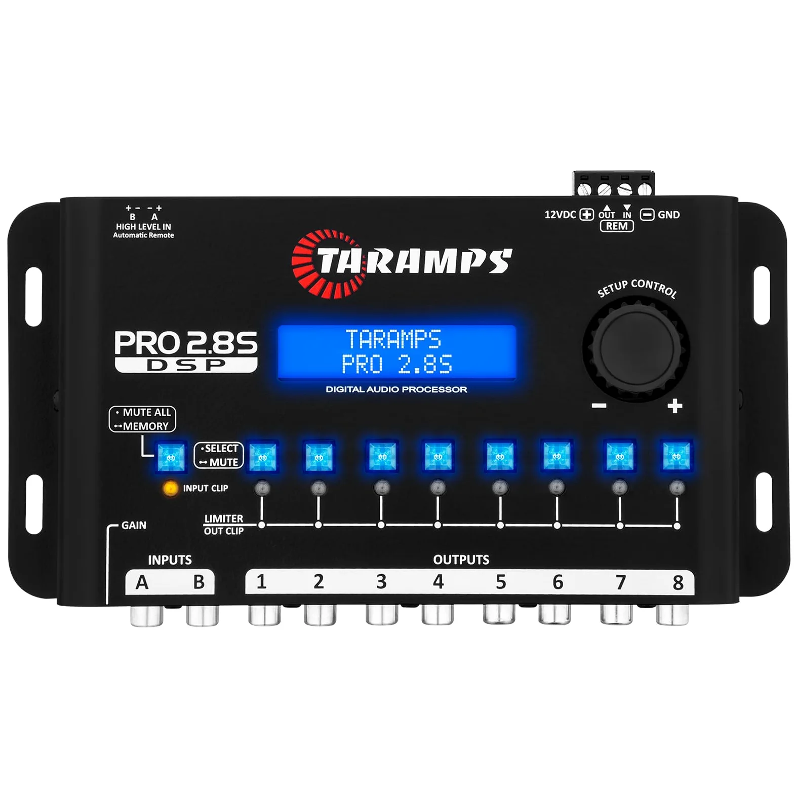 DSP Taramps Pro 2.8S Crossover Full Digital Signal Audio Processore ed equalizzatore con sequencer Equalizzazione grafica a 15 bande 12 equalizzazione preimpostata 2 canali in ingresso e 8 canali Out