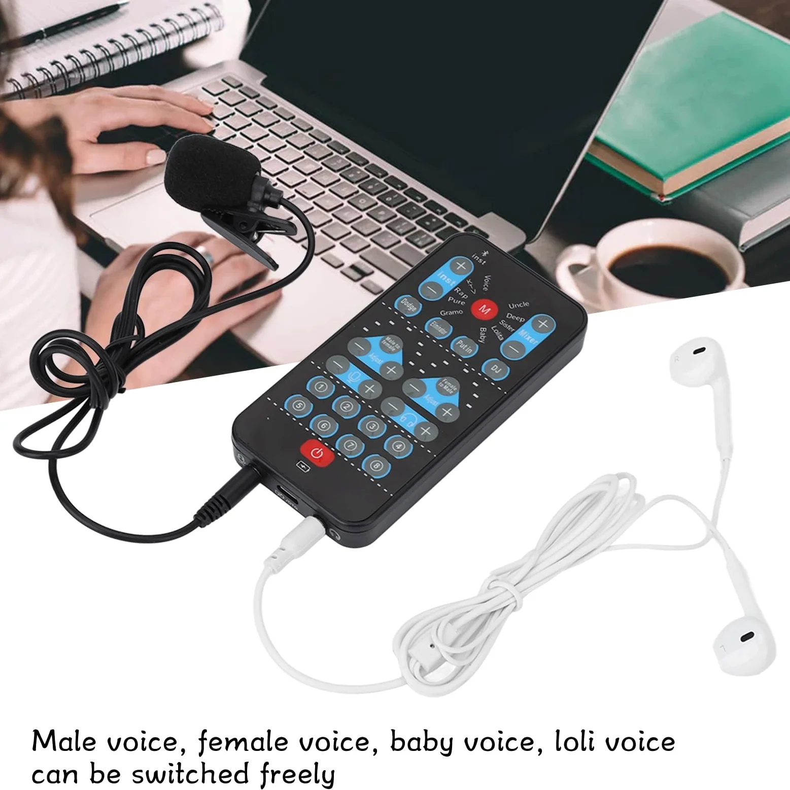 Cambia Voce per, Mini Voice Changer 8 Effetti Sonori Dispositivo Microfono Abbellimento Carta Palmare Telefono Cellulare Computer Dults Halloween Supporto Multi Lingue