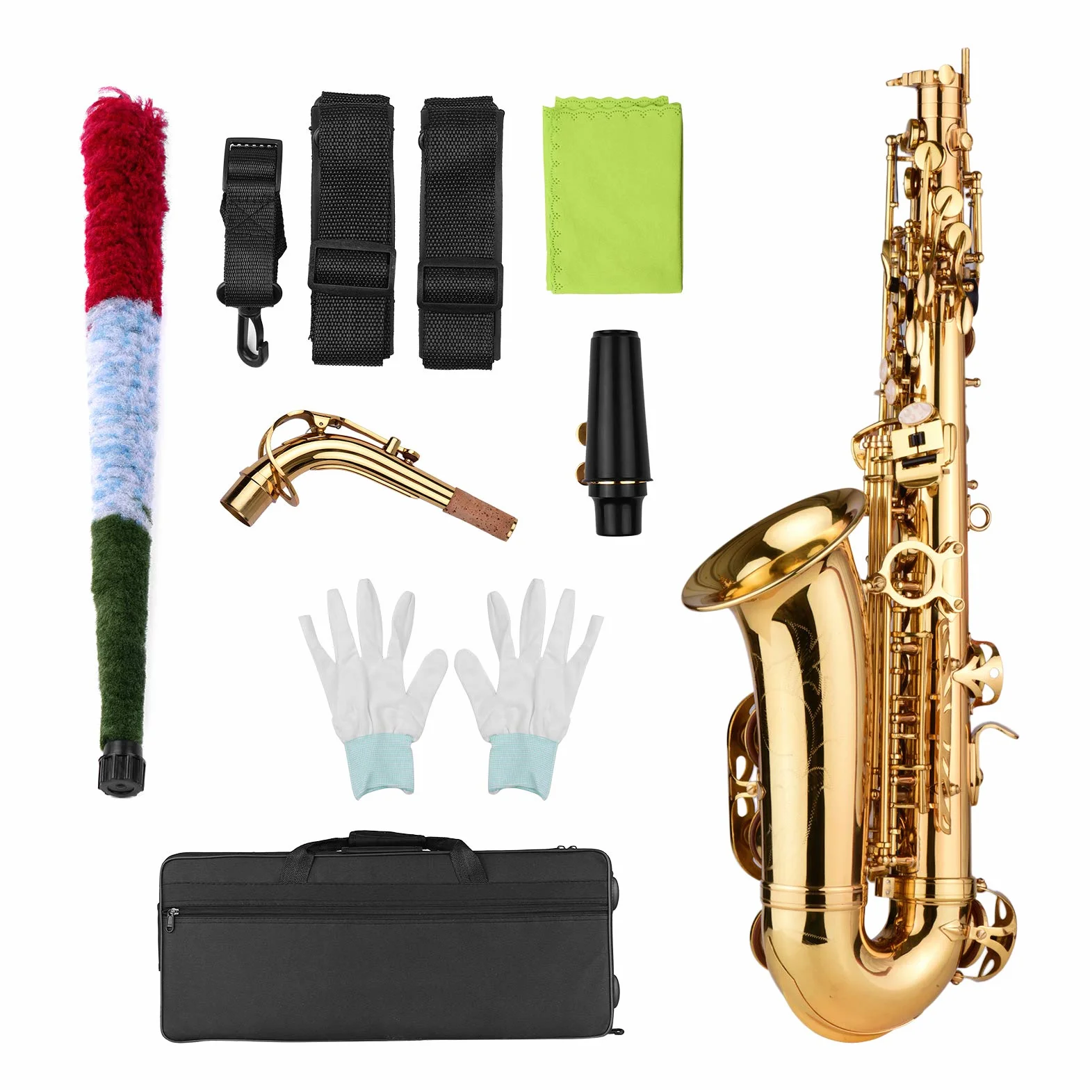 Saxfono EB Alto, Sax Laccato in Ottone con Suono Puro per Begner, Accessori Professionali Inclusi
