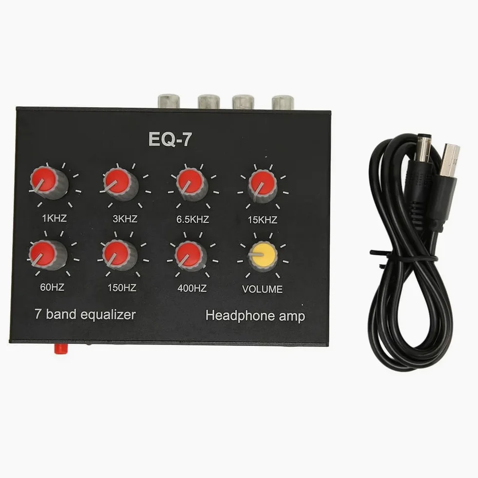 DC5-12V Equalizzatore Suono 7 Bande Regolazione dei Medii Alti Equalizzatore Digitale Preamplificatore Audio Regolabile per Cuffie