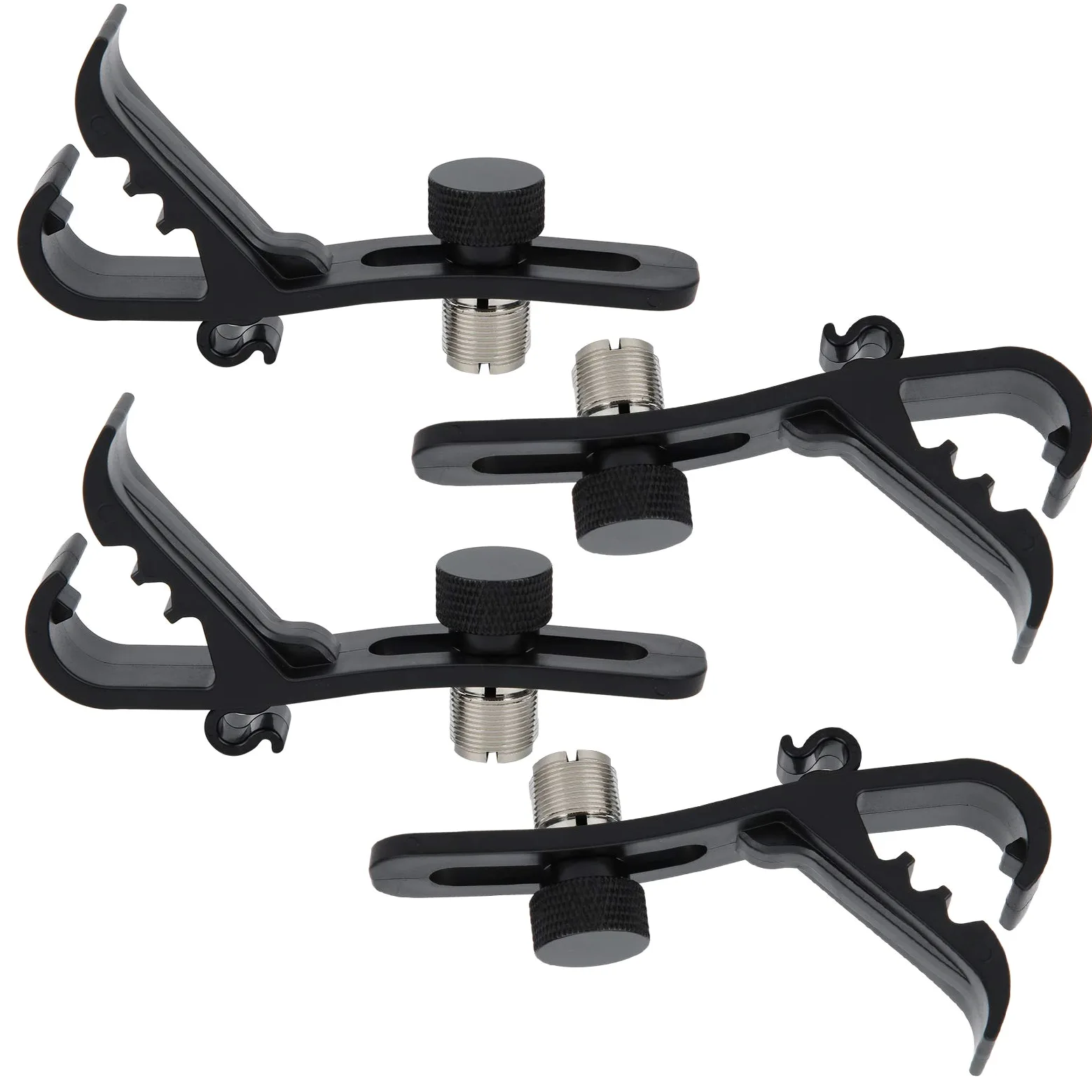Clip Microfono per Batteria, Supporto Regolabile con Morsetto Antiurto per Tamburo e Strumenti Musicali, Montaggio Semplice, Set da 4 Pezzi, Fissaggio Durevole e Robusto per Batteristi e Musicisti