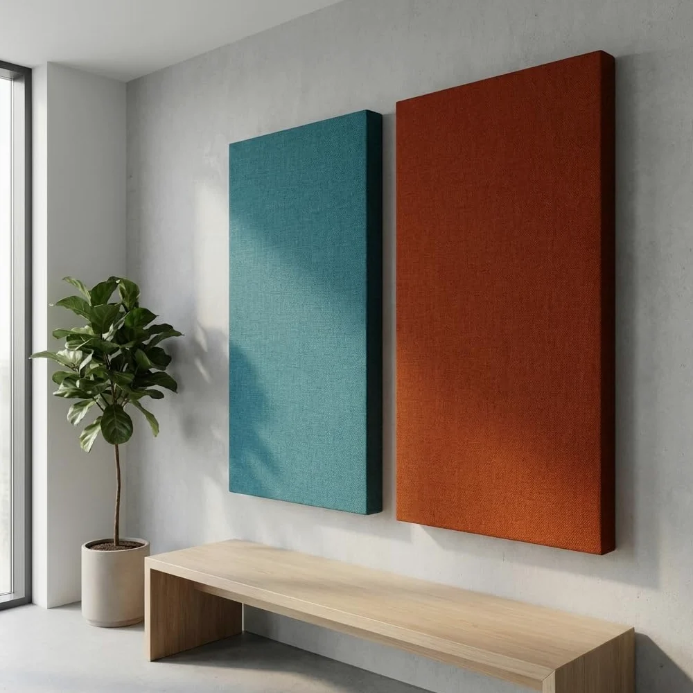 Pannello Fonoassorbente Rettangolare, Fibra di Poliestere Ignifugo, 5cm Spessore, Parete e Soffitto, 50x50cm e 100x50cm (Acquamarina, 100x50)