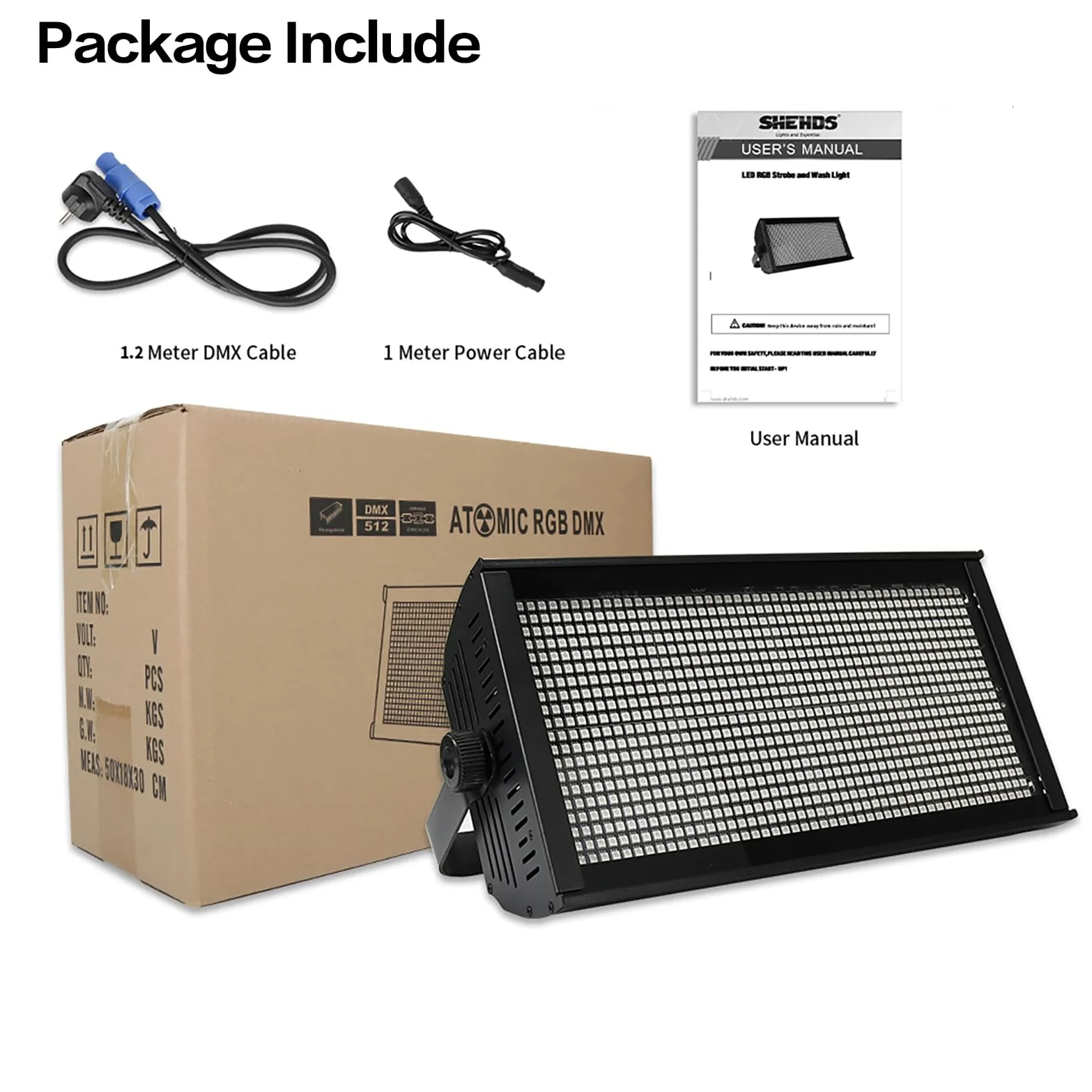 SHEHDS Fase Strobe Light Wash LED 200W RGB Marquee (8 segmenti) Uplights DMX512 Metal Housing DJ Light