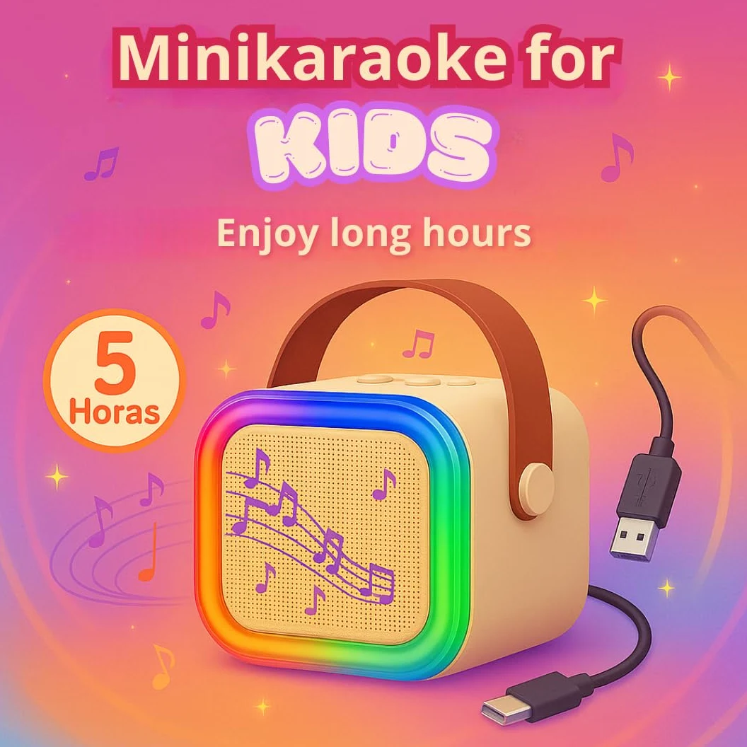 Karaoke con 2 microfoni senza fili. Karaoke portatile con altoparlante Bluetooth, luci LED e batteria ricaricabile. Giocattolo e regalo per bambini e adulti. Mini karaoke per bambini