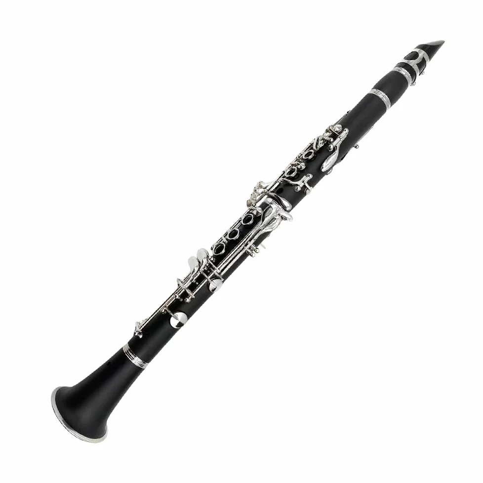 Clarinetto in Ebonite Nero con Chiave di Do, 17 Tasti Nichelati, Borsa da Trasporto e Kit di Cura Professionale Clarinetto di Tuning C con 2 Barre per Principianti e Orchestrine Include