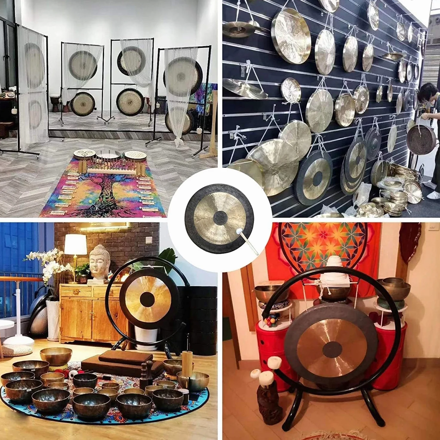 Tam Tam Gong Wood Chau Gong con bacchette di legno e tradizionale, cinese Chau Gong Drummer Feng Shui Gong per grandi canzoni(45m)