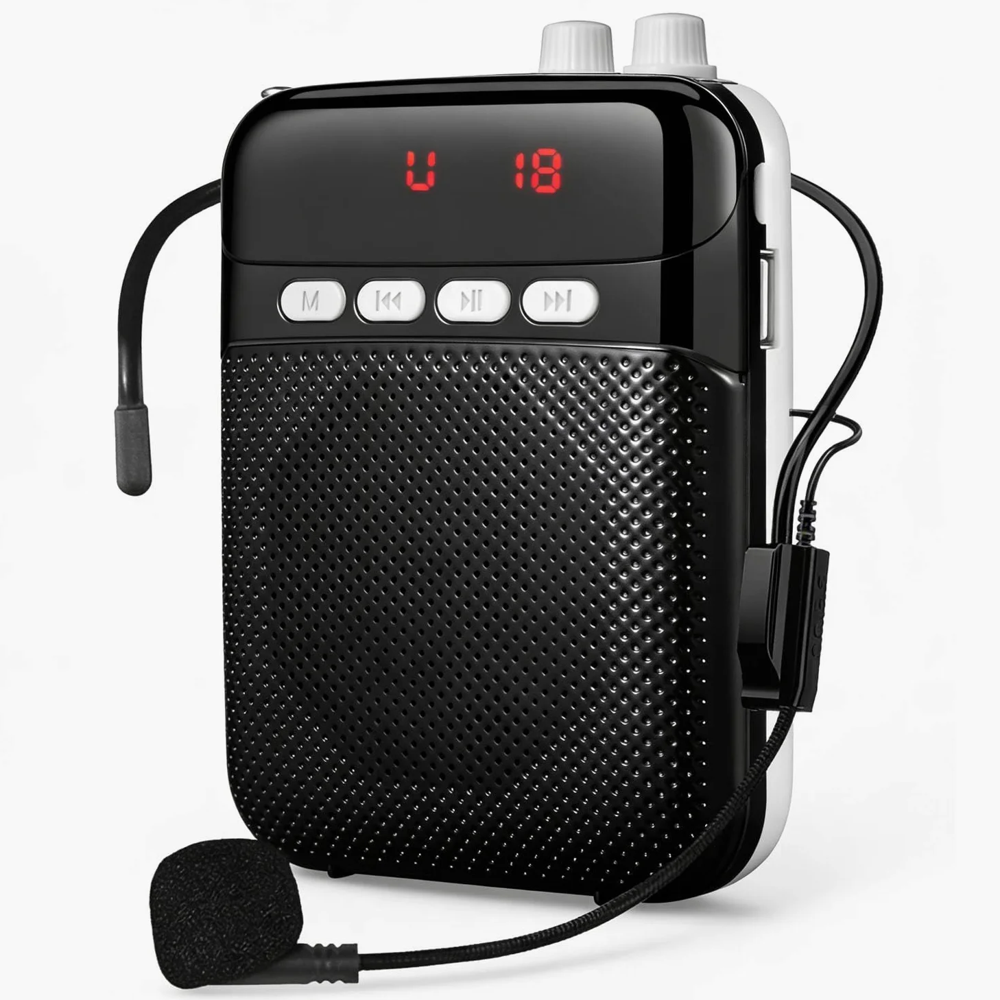 Amplificatore Vocale Portatile per Insegnanti con Bluetooth,2400mAh Ricaricabile Amplificatore Microfono Portatile Microfono Auricolare Microfono con Cassa per Guida Turistica,Riunione,Yoga (Nero)