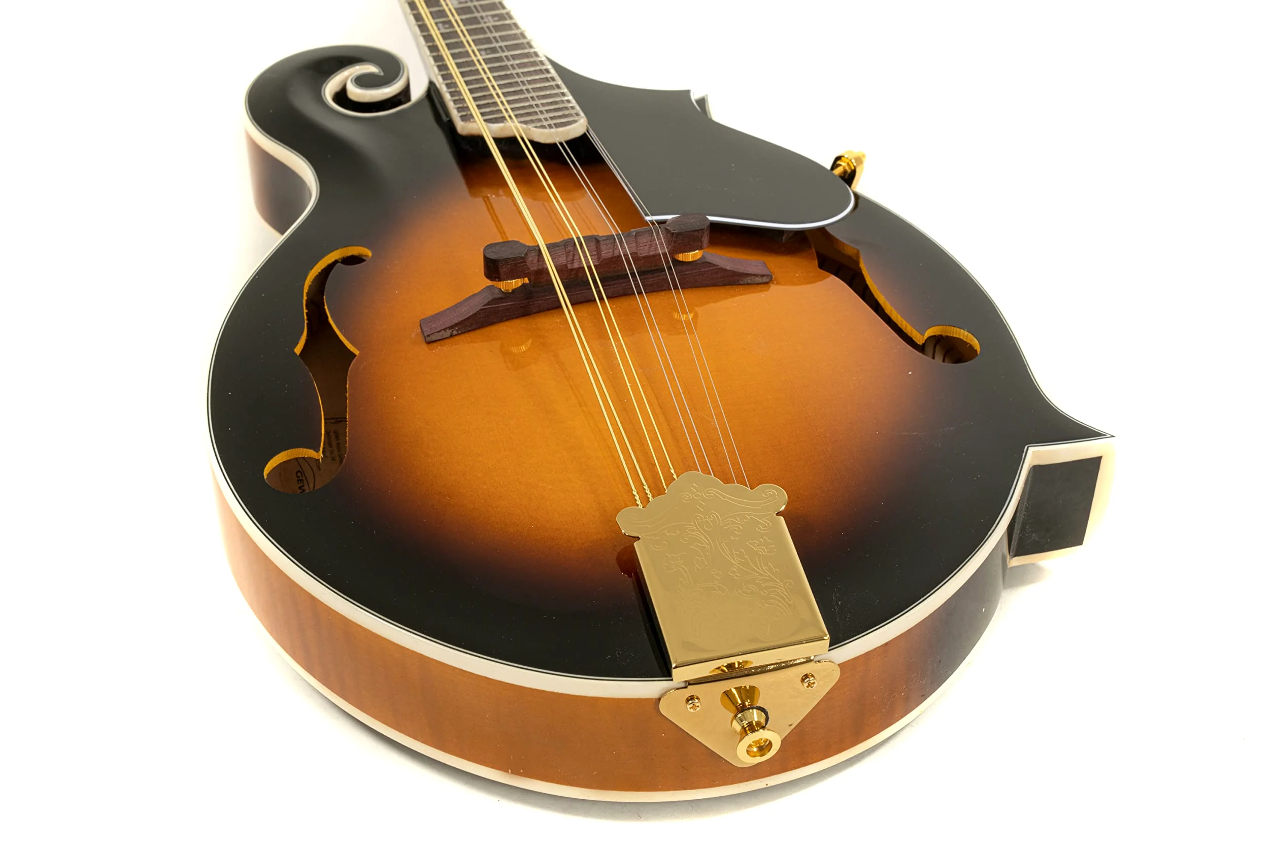 GEWA Mandolino F-2 Premium - Tavola armonica in abete massello - Fondo/fasce in acero massello - Fondo marezzato - Incl. custodia Premium - Finitura lucida Vintage Sunburst