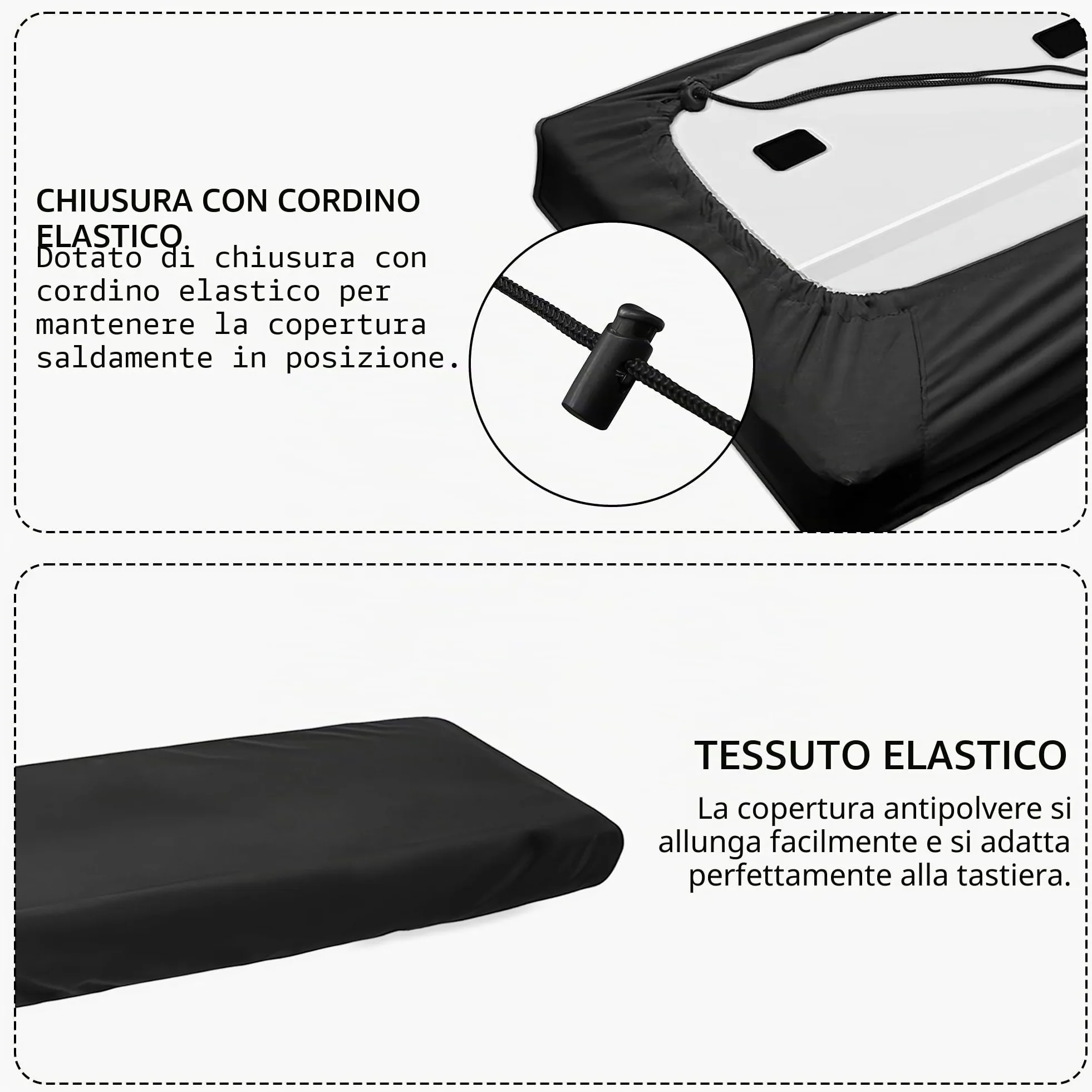 Musiin Copertura per tastiera per pianoforte a 76 tasti, compatibile con MODX M7 KORG Pa5X 76, KRONOS 73, Roland FA-07 e altri, impermeabile, con coulisse regolabile e borsa per riporre la protezione