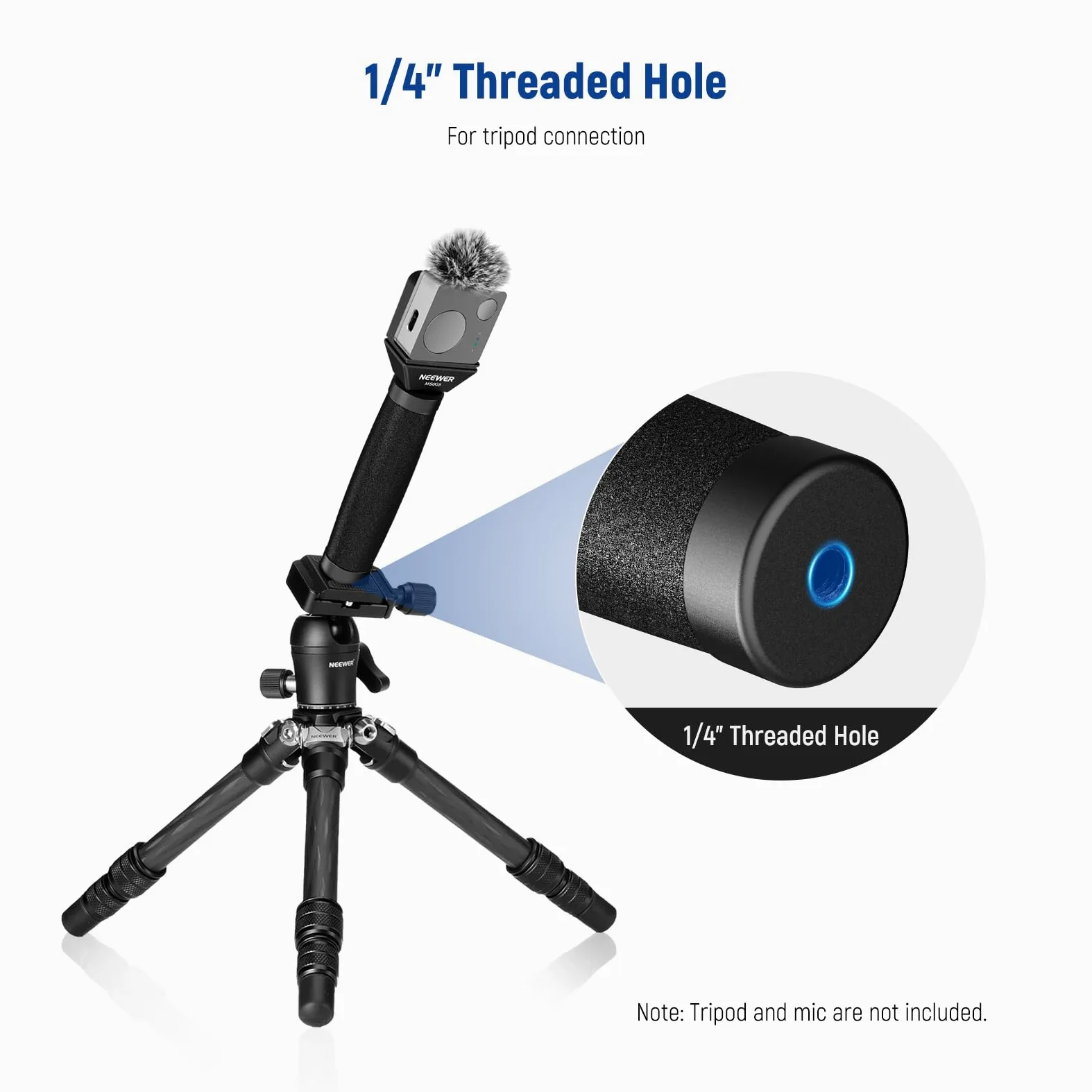NEEWER Microfono Lavalier Telescopico da 13"/33cm con Parabrezza Anti-Scivolo in Schiuma Anti-Scivolo per Interviste, Compatibile con Rode Wireless Go II DJI Mic CM31, MS005