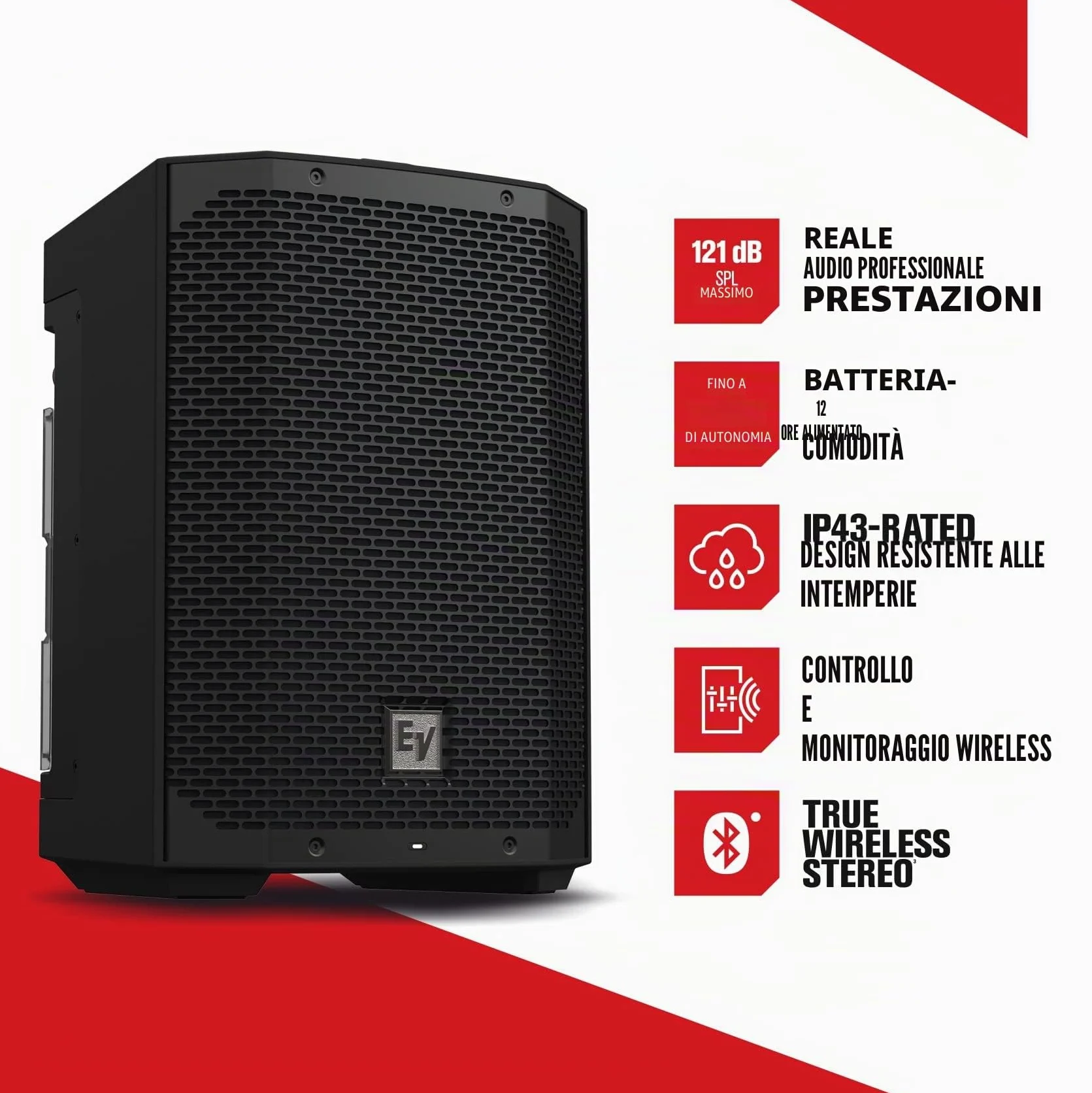 Electro-Voice EVERSE 8 Altoparlante portatile PA 20.3 cm 8 pollici a batteria ricaricabile 1 pz.