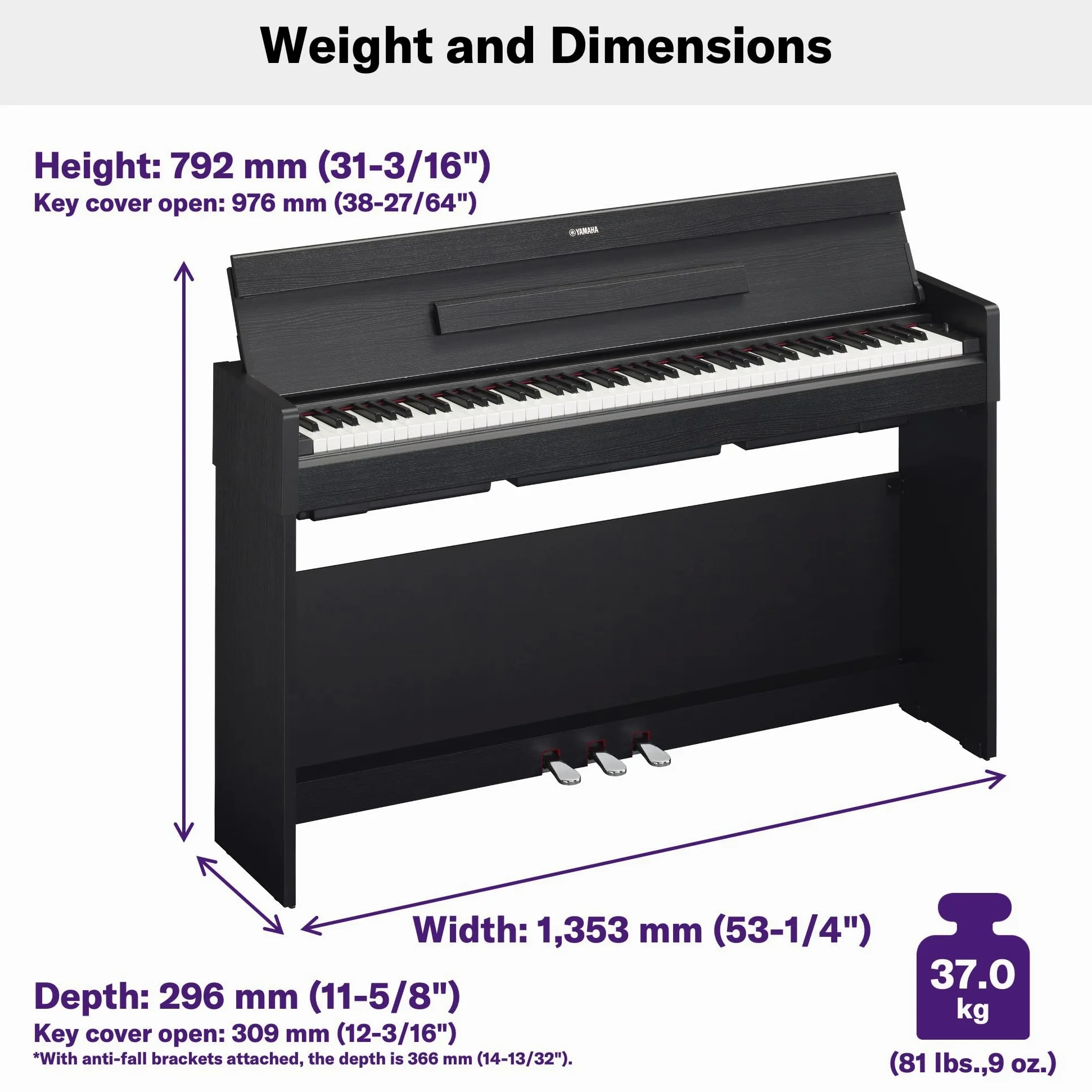 Yamaha ARIUS YDP-S35 Digital Piano - Pianoforte Digitale da Casa per Dilettanti, Design Moderno ed Elegante, Suonabilità Autentica del Pianoforte Acustico, Bianco